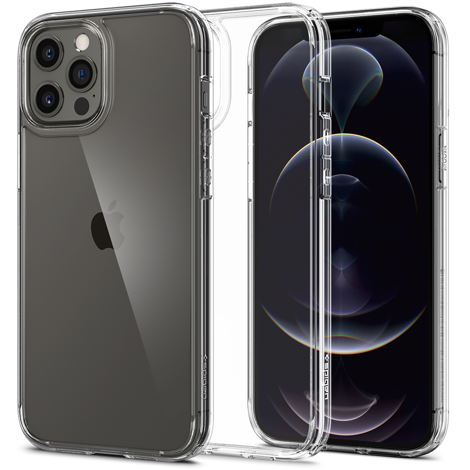spigen - spigen Crystal Hybrid Polycarbonate Thermoplastic Polyurethane Back Case for apple iPhone 12 Pro Max (Mil-Grade Protection, ACS01476, Clear)