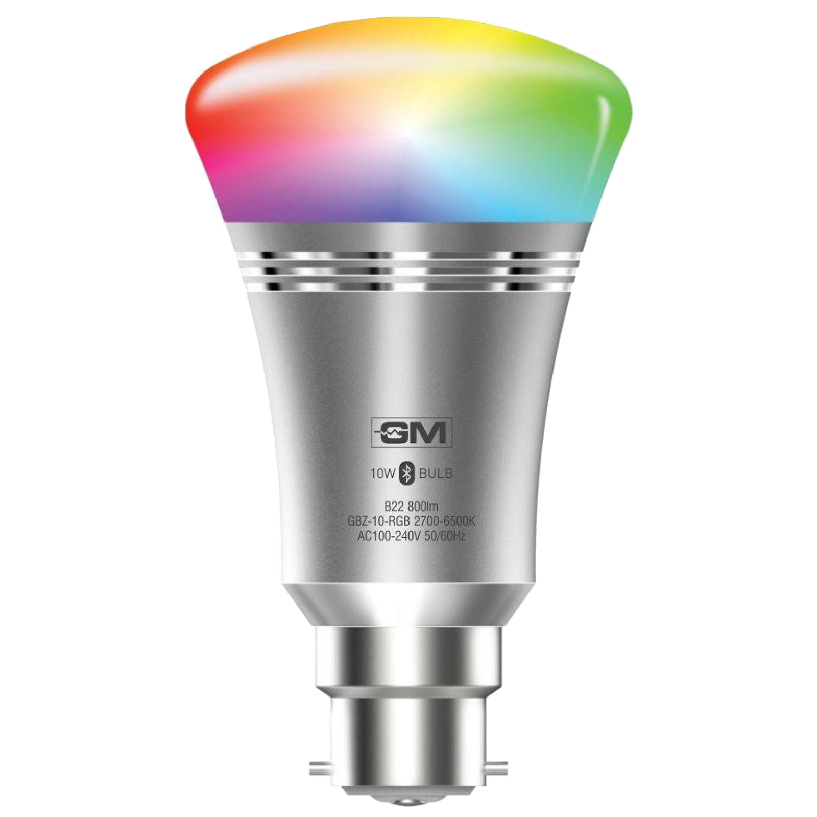 GM Glitz Air 10 Watts LED Smart Bulb (Color Changing App Controlled Bluetooth, GBZ-10-RGBWW-NA, Multicolor/Silver)