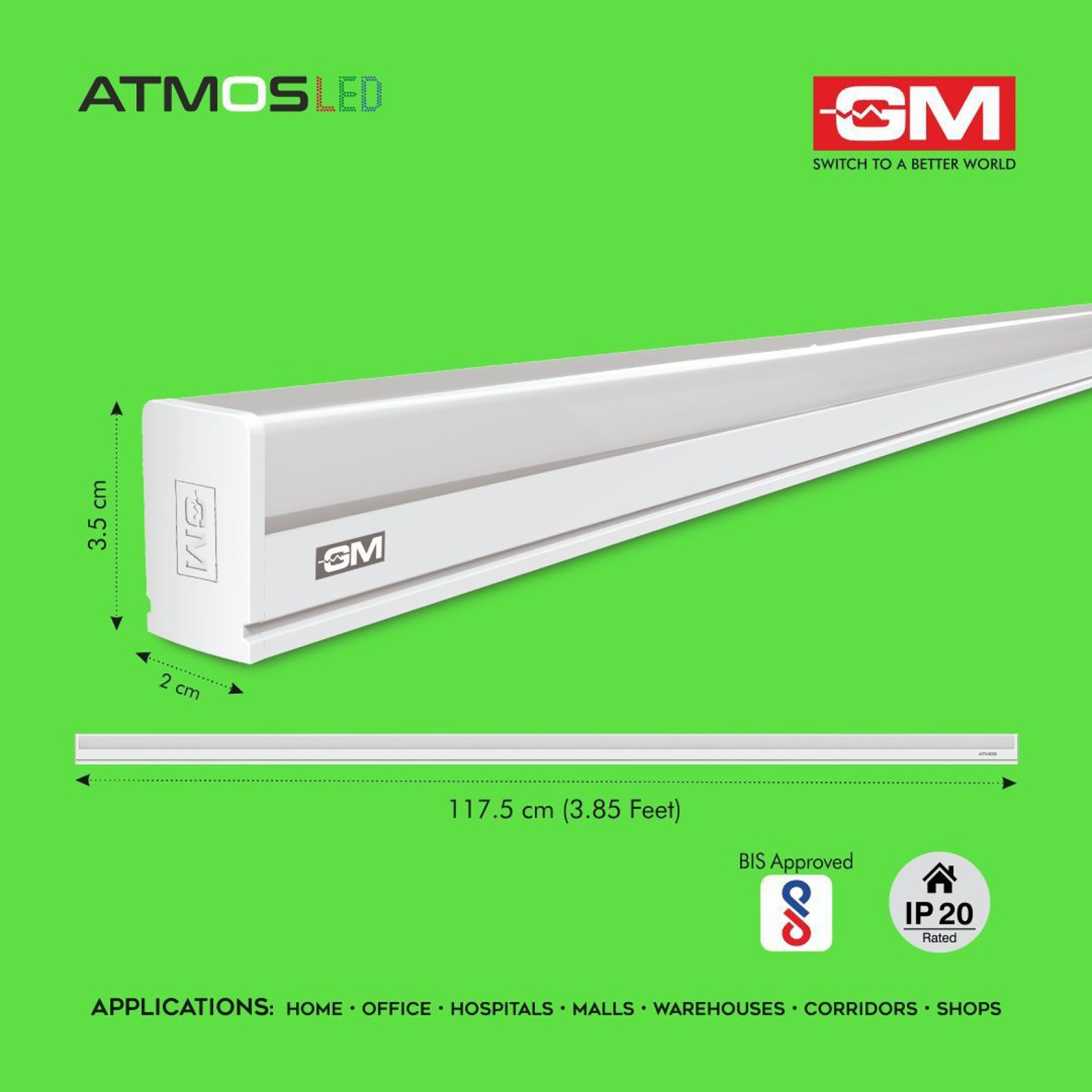 gm 20 watt led tube light