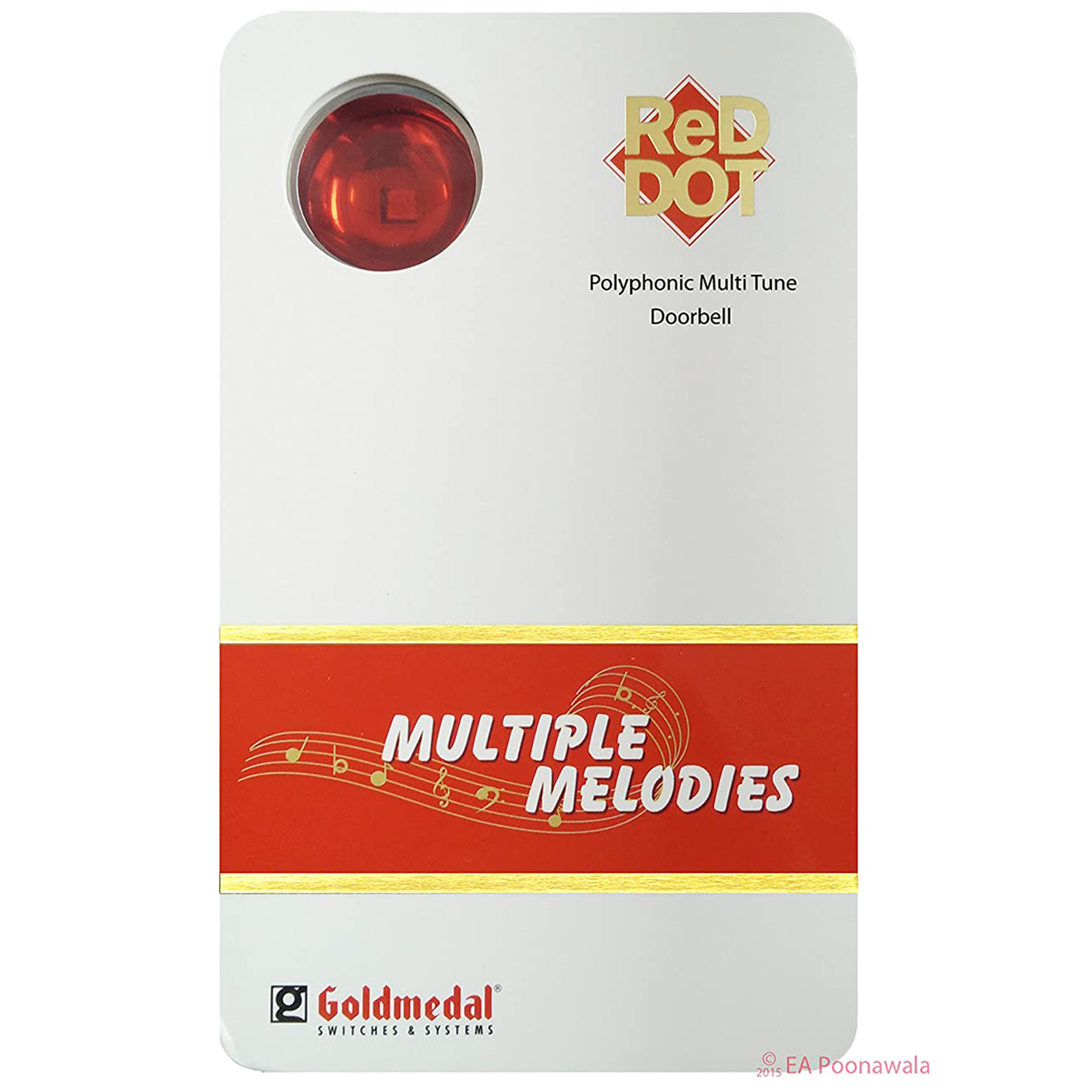 

Goldmedal Red Dot Door Bell (Polyphonic Multitune, 204082, White/Red), No color