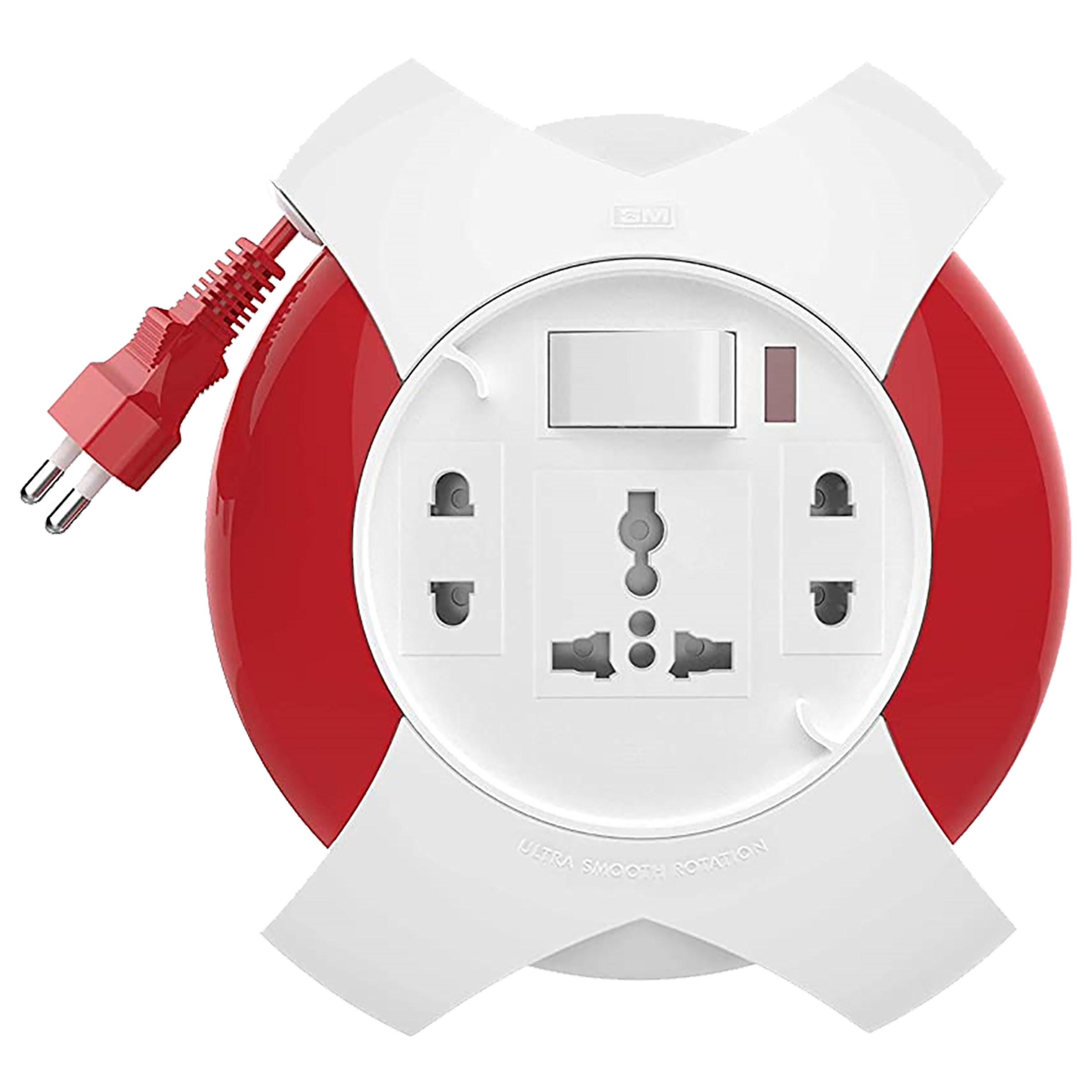 GM G Star 6 Amp 3 Sockets Extension Board ( 5 Meters, Ultra Smooth Rotation, GM 3042, White/Red)_1