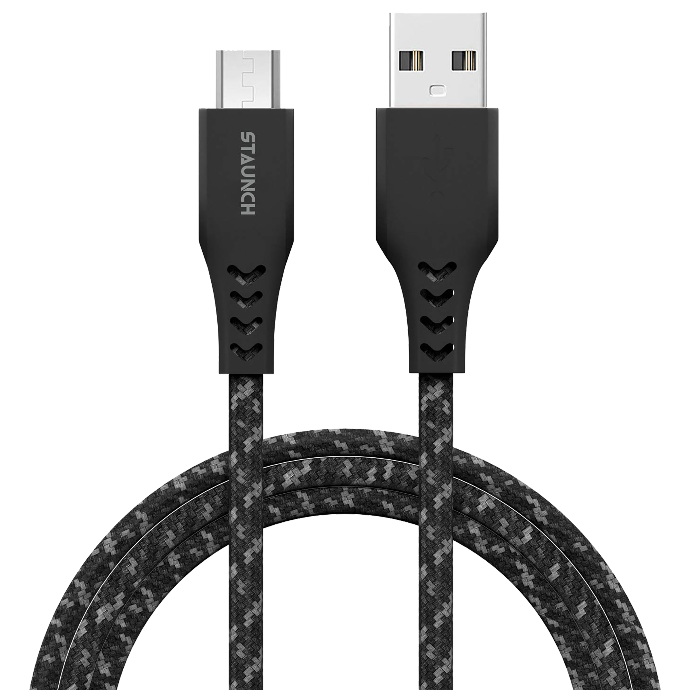 

Staunch Bolt S1 Polyester Braided 1.5 Meter Micro USB 2.0 (Type-B) to USB 2.0 (Type-C) Power/Charging USB Cable (Protective Circuit Equipment, Grey), No color