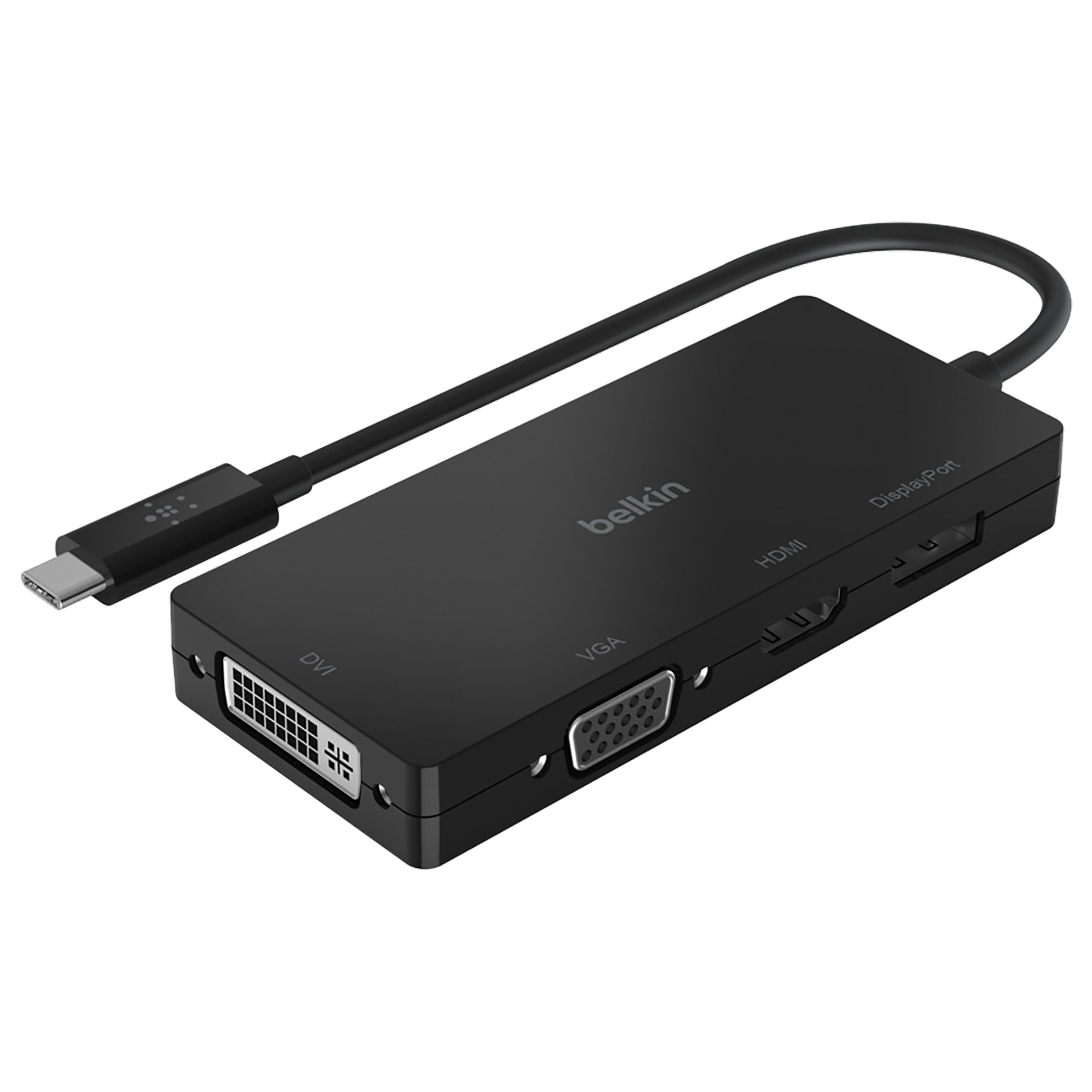 Belkin 15 Meter USB 2.0 (Type-C) to HDMI (Type-A) / VGA / DisplayPort / DVI Video Display DisplayPort Connector (4K UHD Compatible , AVC003btBK, Black)_1