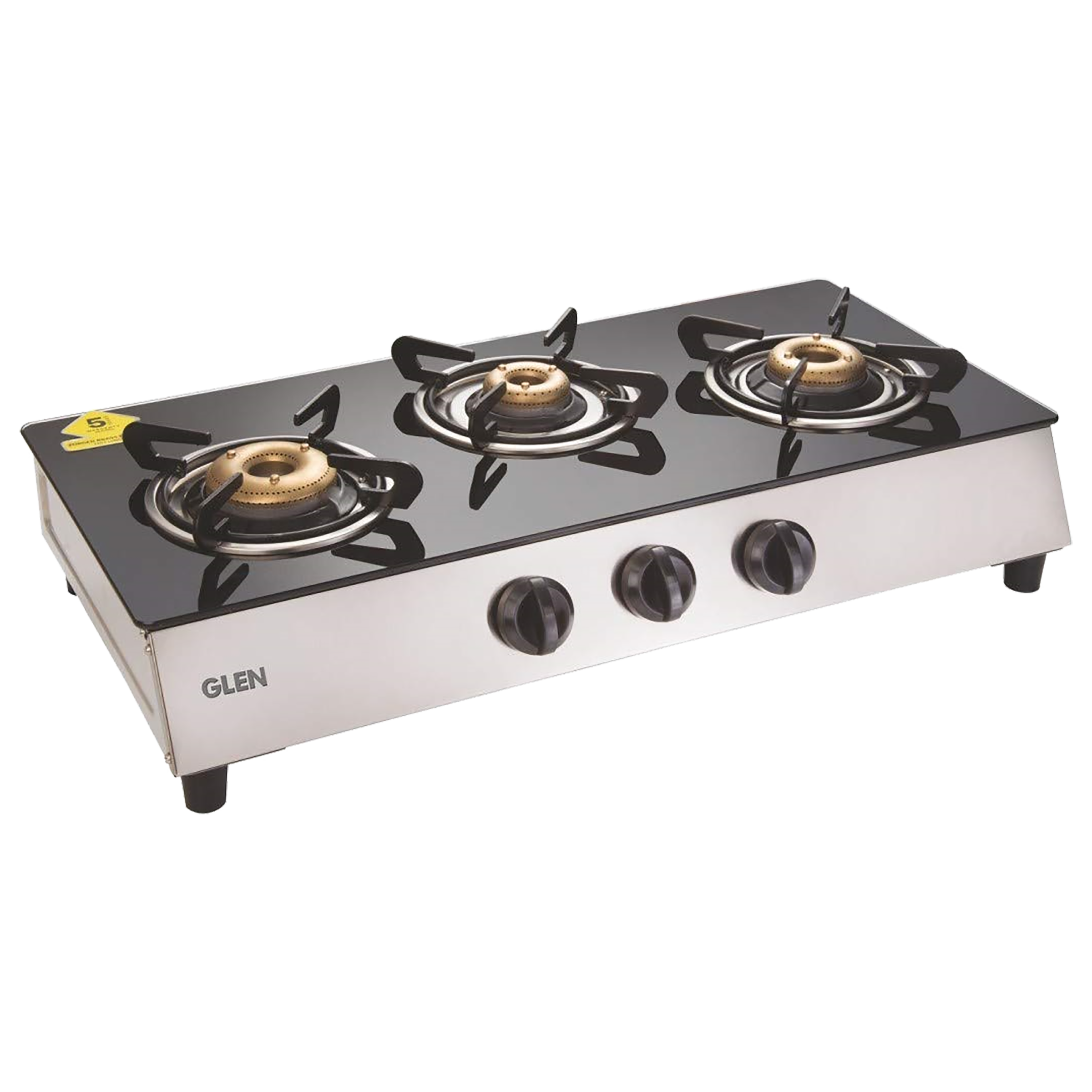 Glen CT1035GT 3 Burner Toughened Glass Top Gas Stove (Sturdy Pan Supports, Black)_1