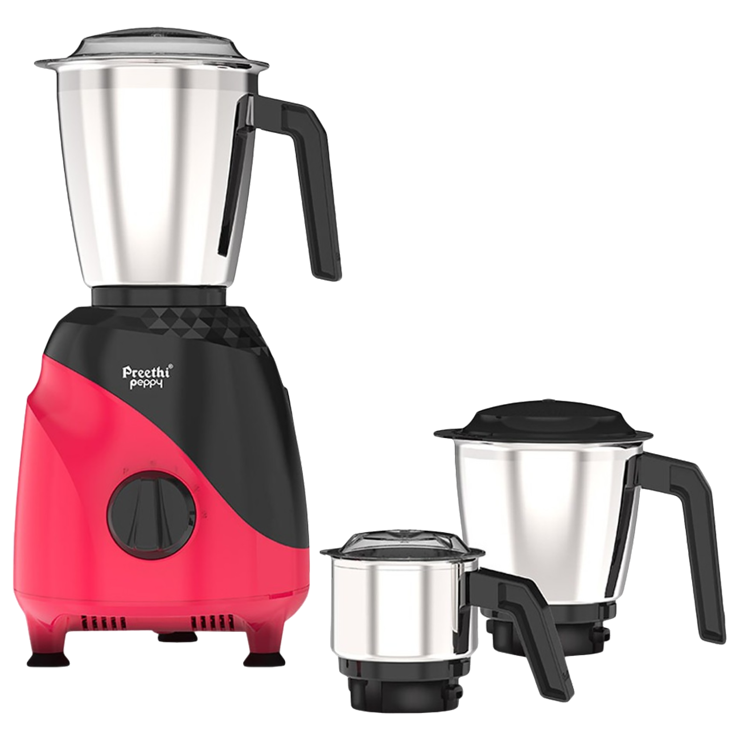 Preethi Peppy 750 Watts 3 Jars Mixer Grinder Peppy (3D Air Cooling Technology, Peppy MG 245, Red / Black)_1