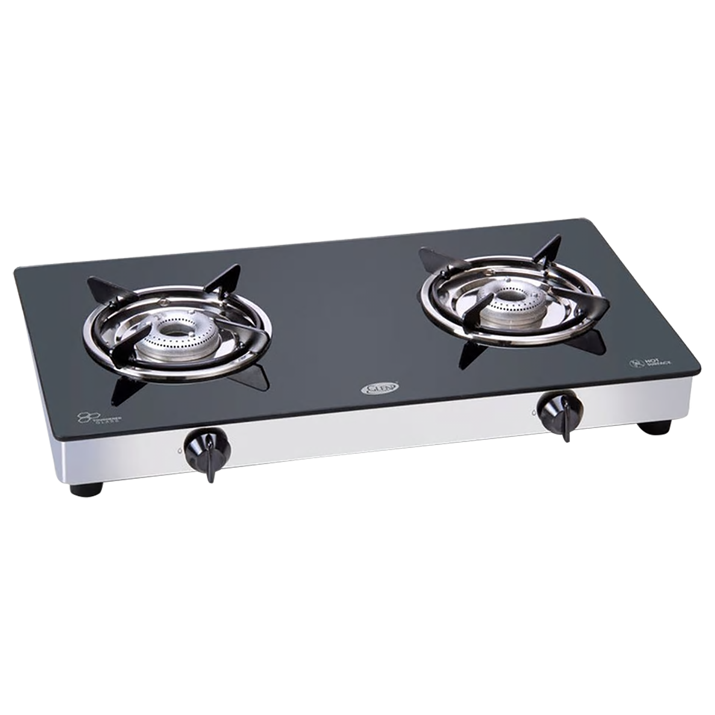 Glen CT1020GT 2 Burner Toughened Glass Top Gas Stove (Stainless Steel Drip Tray, Black)_1