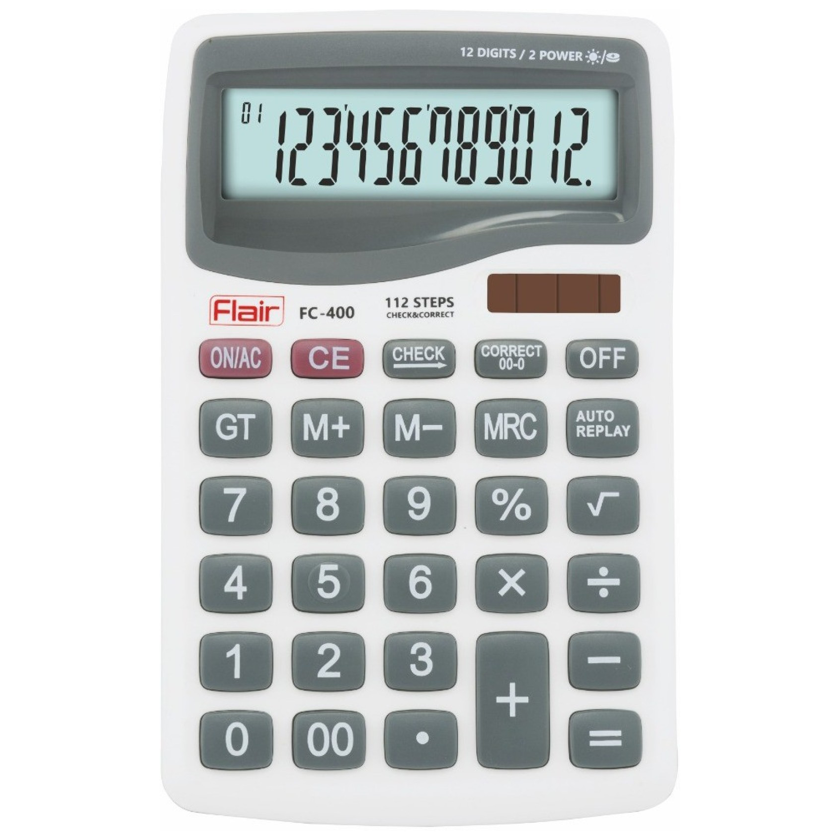 Flair - Flair Desktop Basic Calculator (112 Step Check and Correct, FC 400, White)
