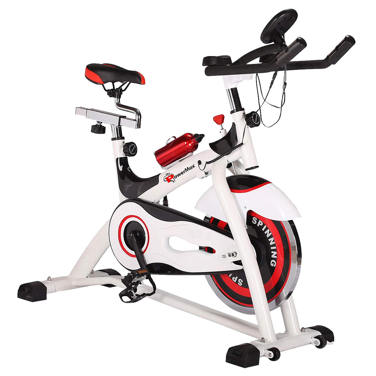 

Powermax Fitness Cycle (Comfortable Rubber-Covered Handle With Heart Rate Sensor, BS-155, White)