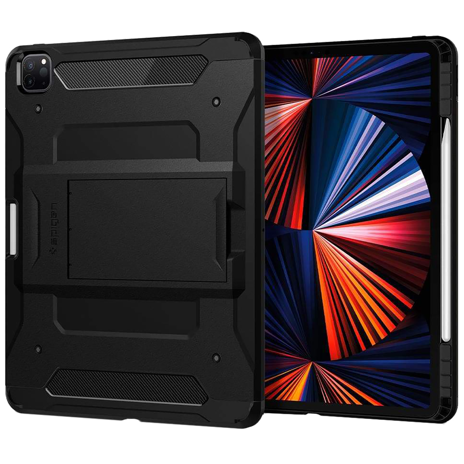 Buy Spigen Tough Armor Pro Tpu Pc Back Case With Stand For Ipad Pro 12 9 21 Air Cushion Technology Acs021 Black Online Croma