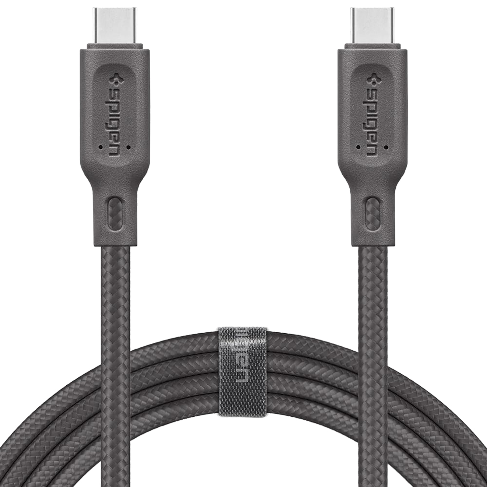 Spigen DuraSync Cotton Braided 0.9 Meter USB 2.0 (Type-C) to USB 2.0 (Type-C) Power/Charging USB Cable (Ultraflex Technology, 000CA25704, Gun Metal)