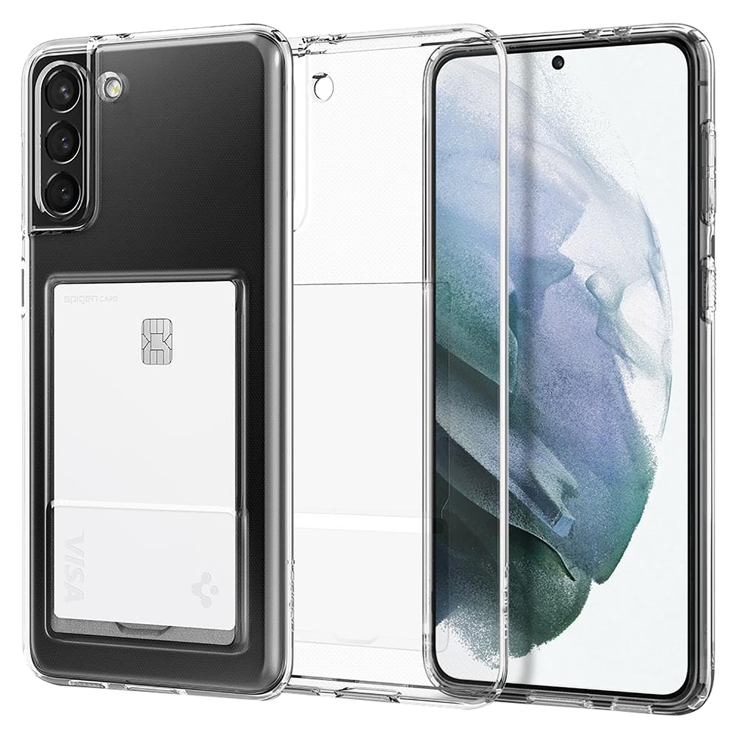 

Spigen Crystal Slot TPU & PC Back Case For Galaxy S21 Plus (Air Cushion Technology, ACS02582, Crystal Clear), No color