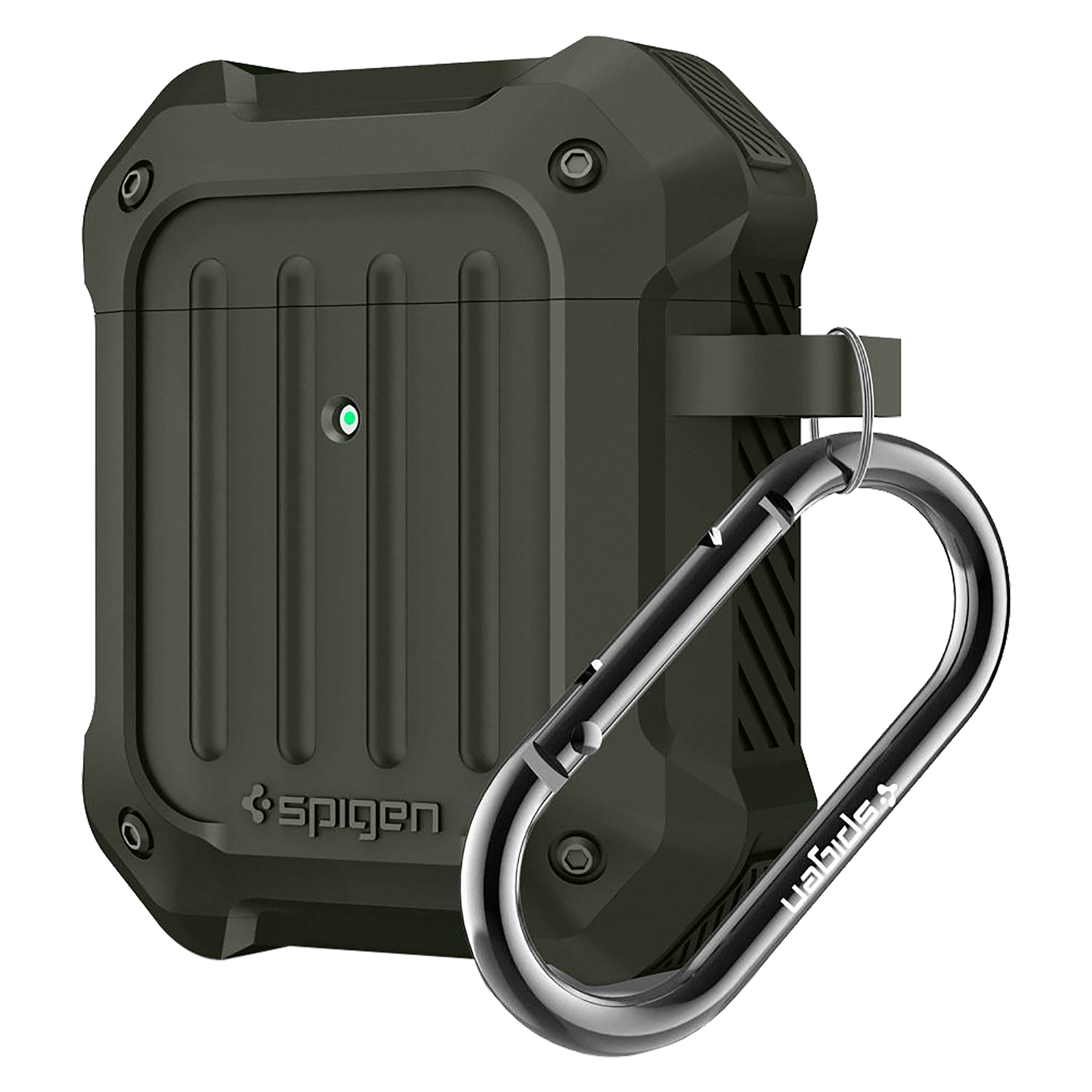 Spigen Tough Armor Silicone Full Cover Case For AirPods 1/AirPods 2 (Key Ring For Easy Portability, 074CS26499, Military Green)_1