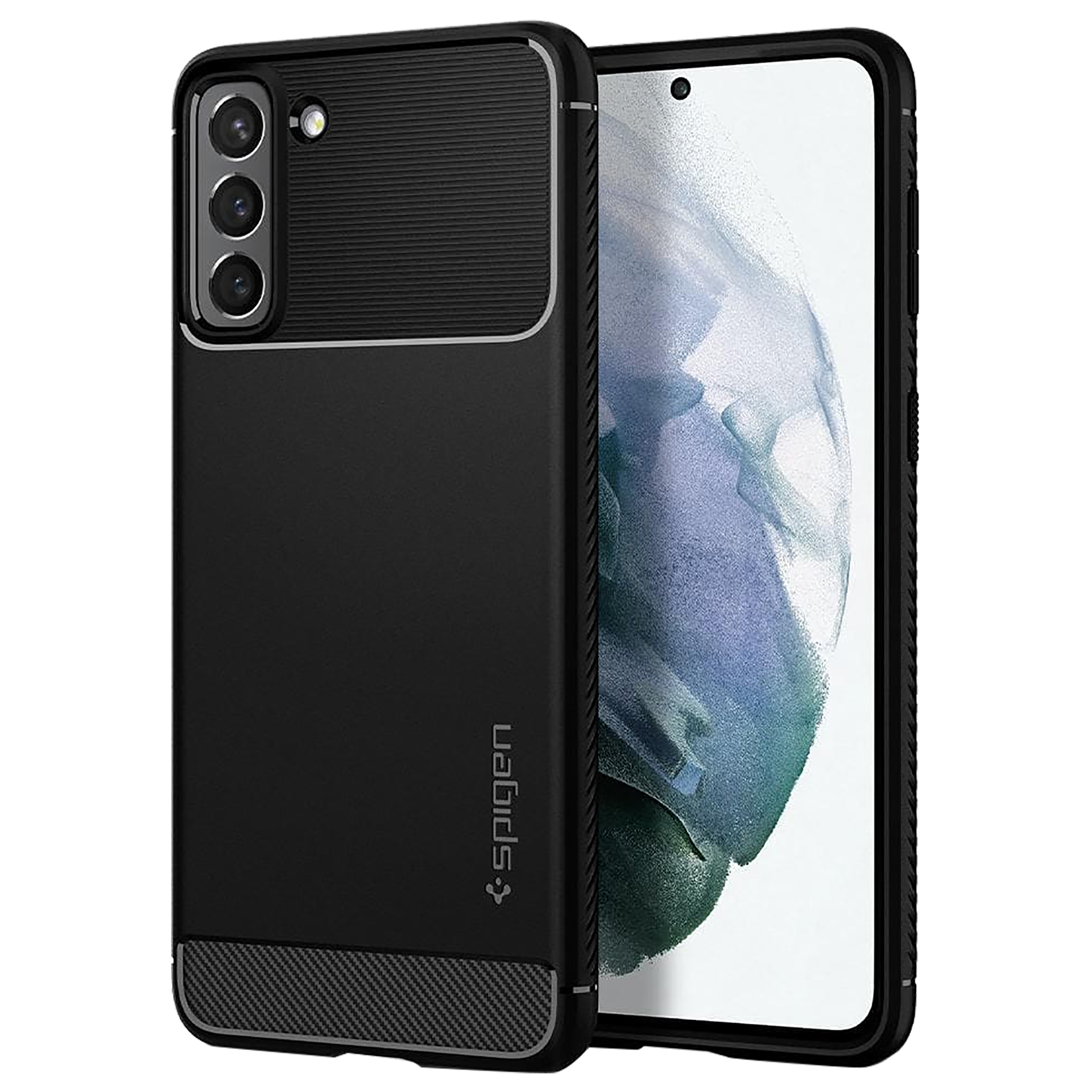 

Spigen Rugged Armor TPU Back Case For Galaxy S21/Galaxy S21 5G (Slim & Grip-Friendly, ACS02421, Matte Black), No color