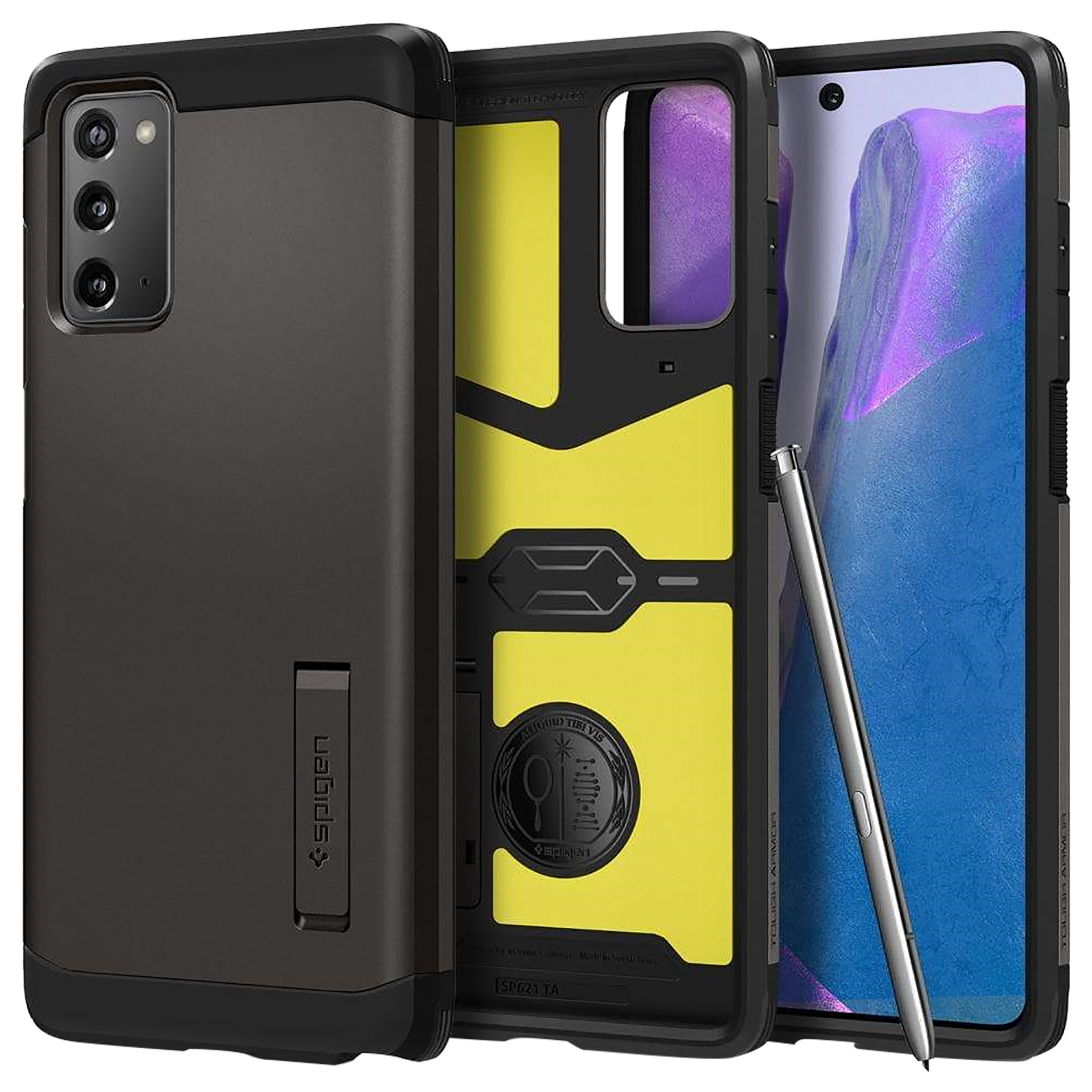 

Spigen Tough Armor TPU & PC Back Case For Galaxy Note 20 5G (Air Cushion Technology, ACS01423, Gunmetal), No color