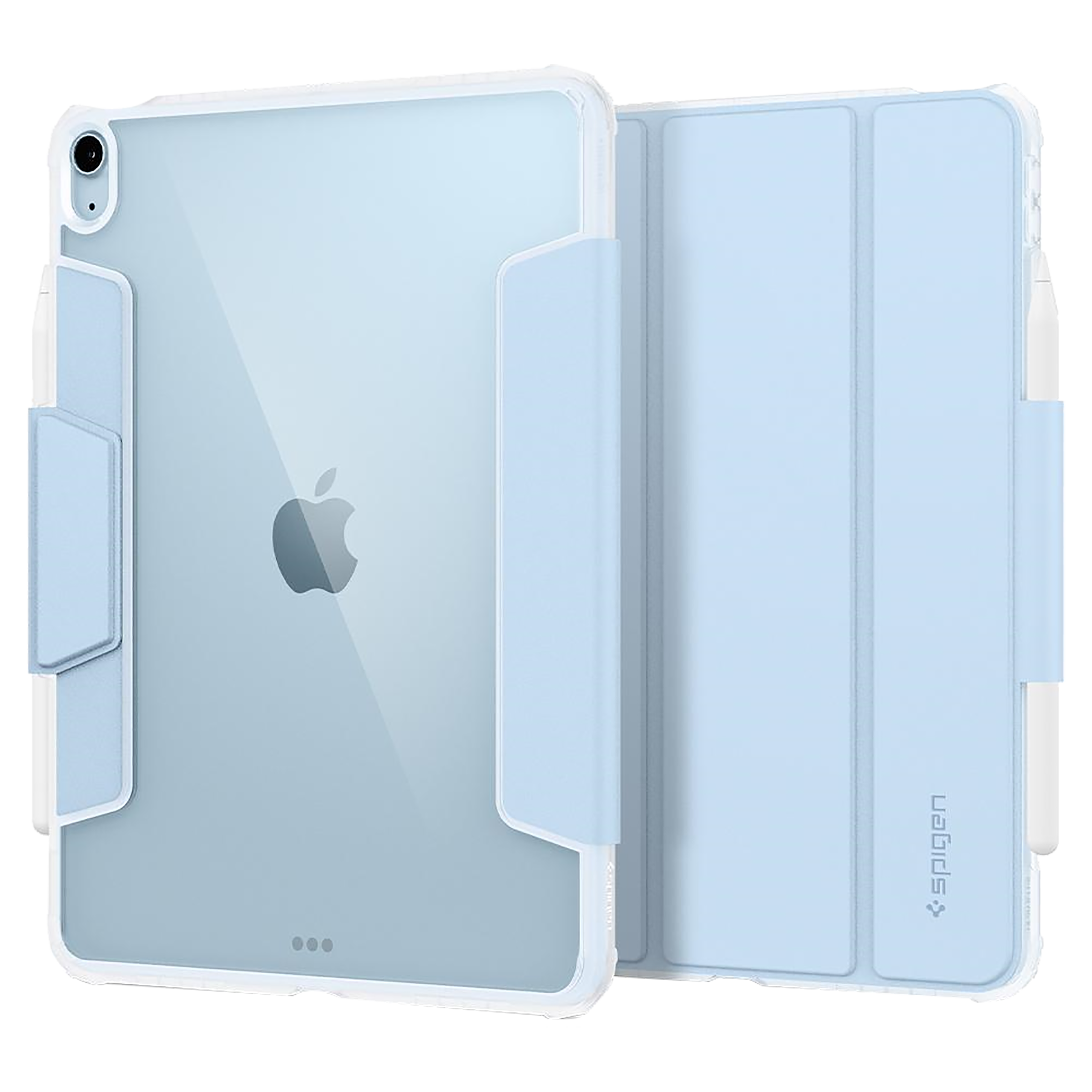 spigen - spigen Ultra Hybrid Pro TPU & PC Back Case with Stand For iPad Air 10.9″ (2020) (Air Cushion Technology, ACS02698, Sky Blue)