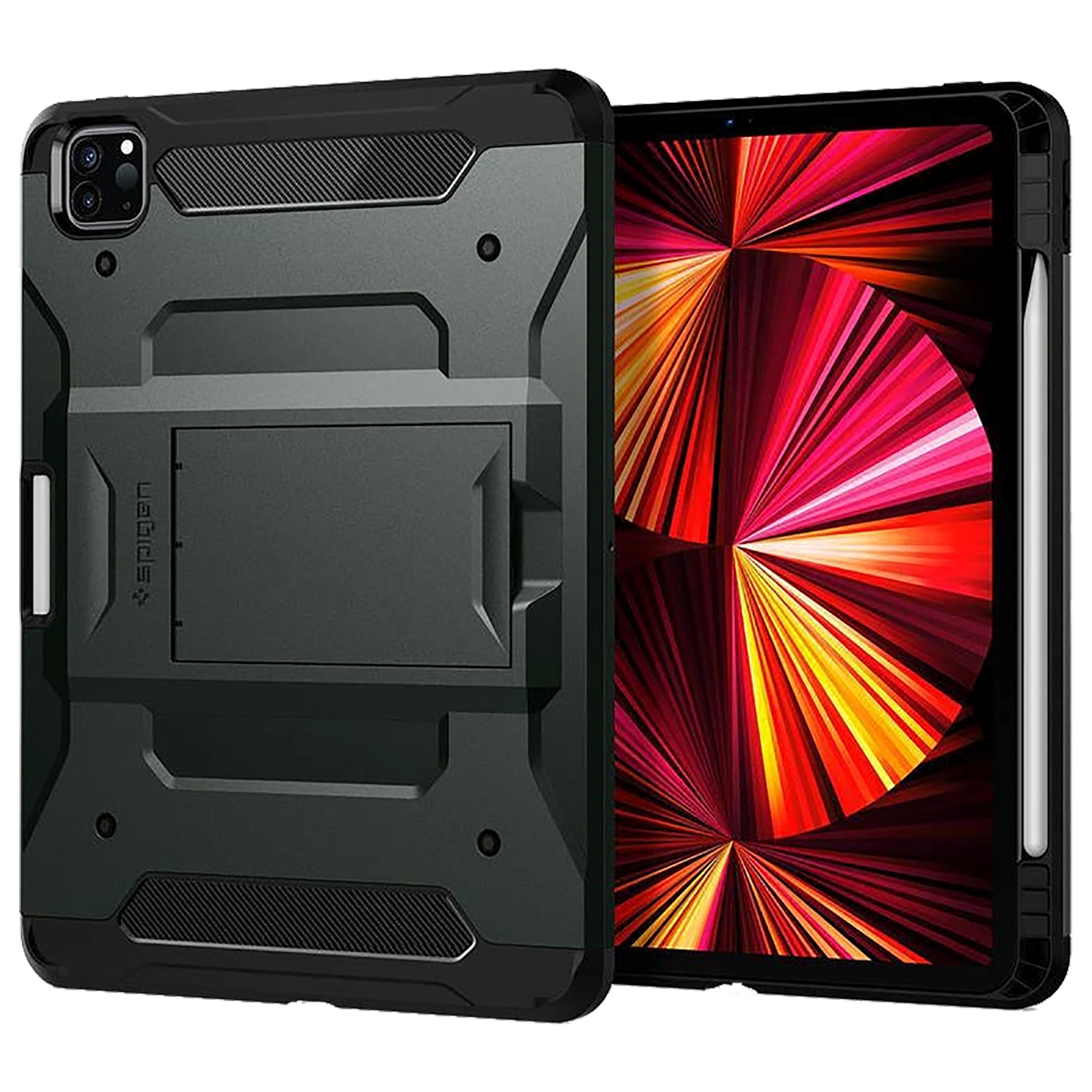 spigen - spigen Tough Armor Pro Back Case with Stand For iPad Pro 11″ (Lightweight, ACS01021, Black)