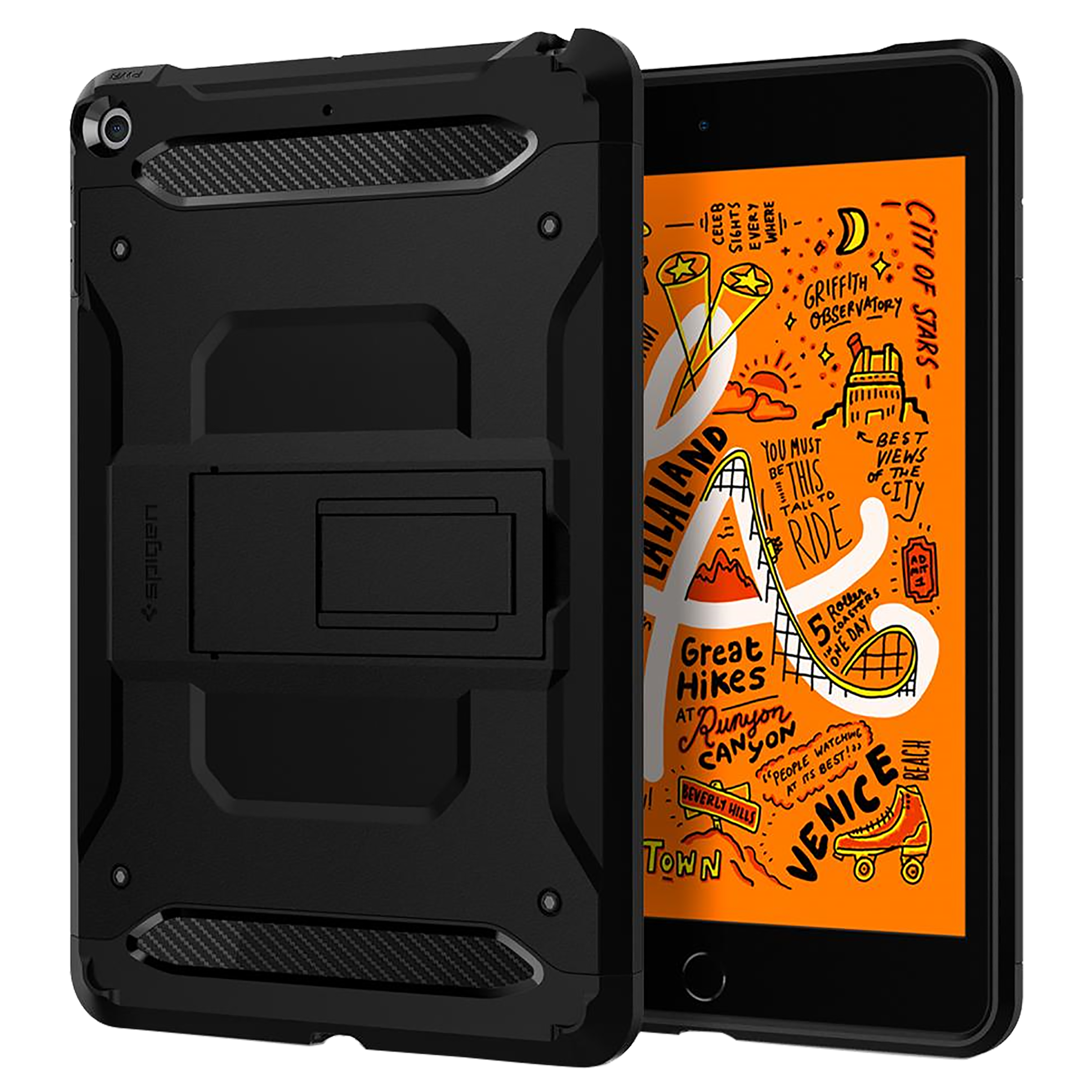spigen - spigen Tough Armor TECH TPU & PC Back Case For iPad Mini 5 (Air Cushion Technology, 051CS26114, Black)
