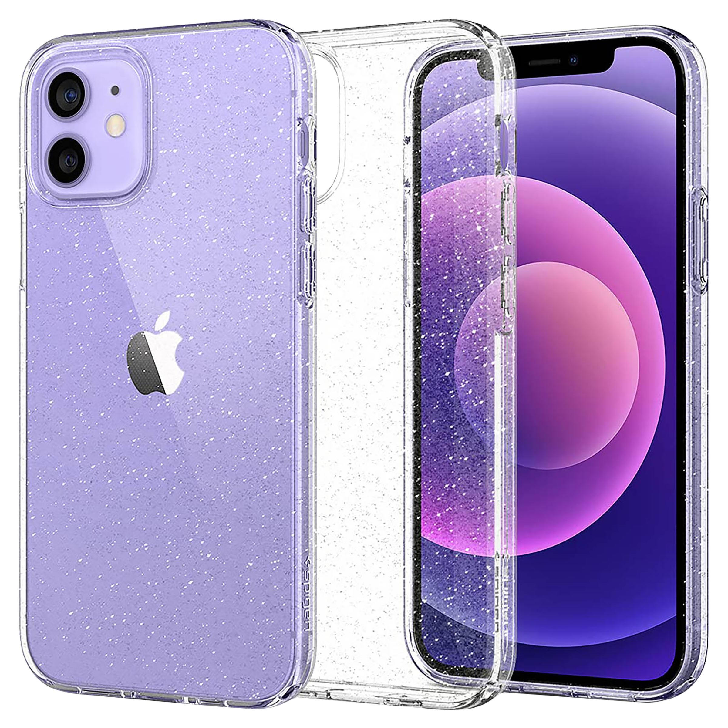 Spigen Liquid Crystal Glitter TPU Back Case For iPhone 12/iPhone 12 Pro (Scratch Protection, ACS01698, Crystal Quartz)_1