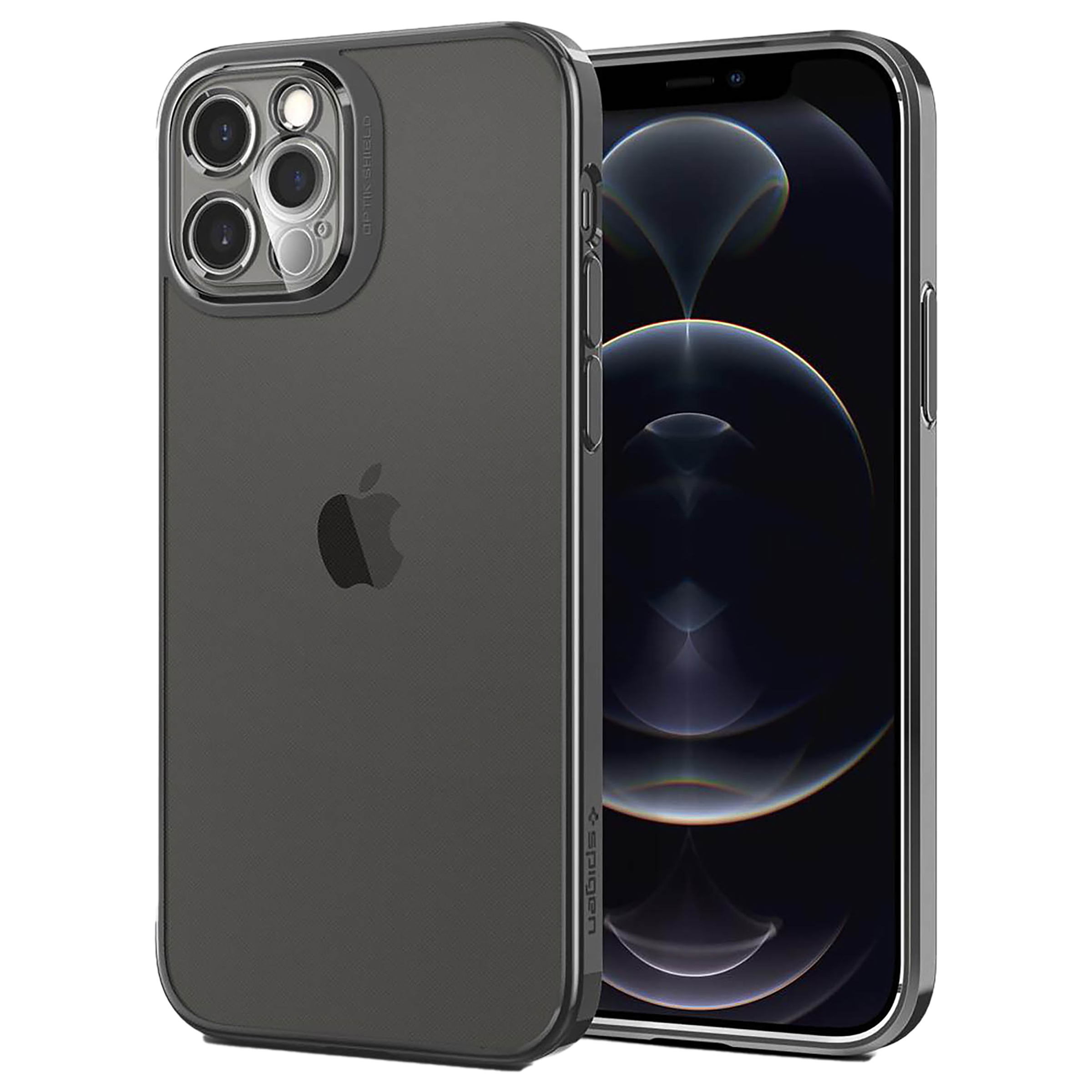 

Spigen Optik Crystal TPU Back Case For iPhone 12 Pro (Air Cushion Technology, ACS02102, Chrome Grey), No color