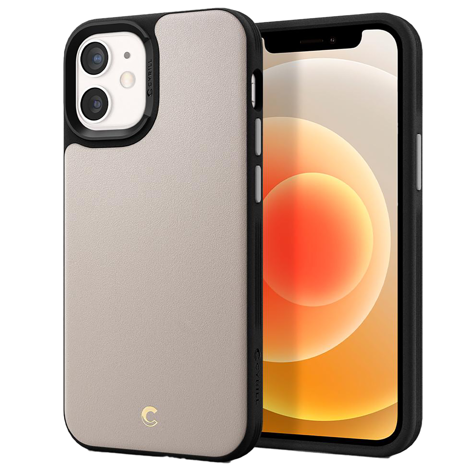 

Spigen Leather Brick Faux Leather Back Case For iPhone 12 Mini (2020) (Scratch Protection, ACS01785, Stone), No color