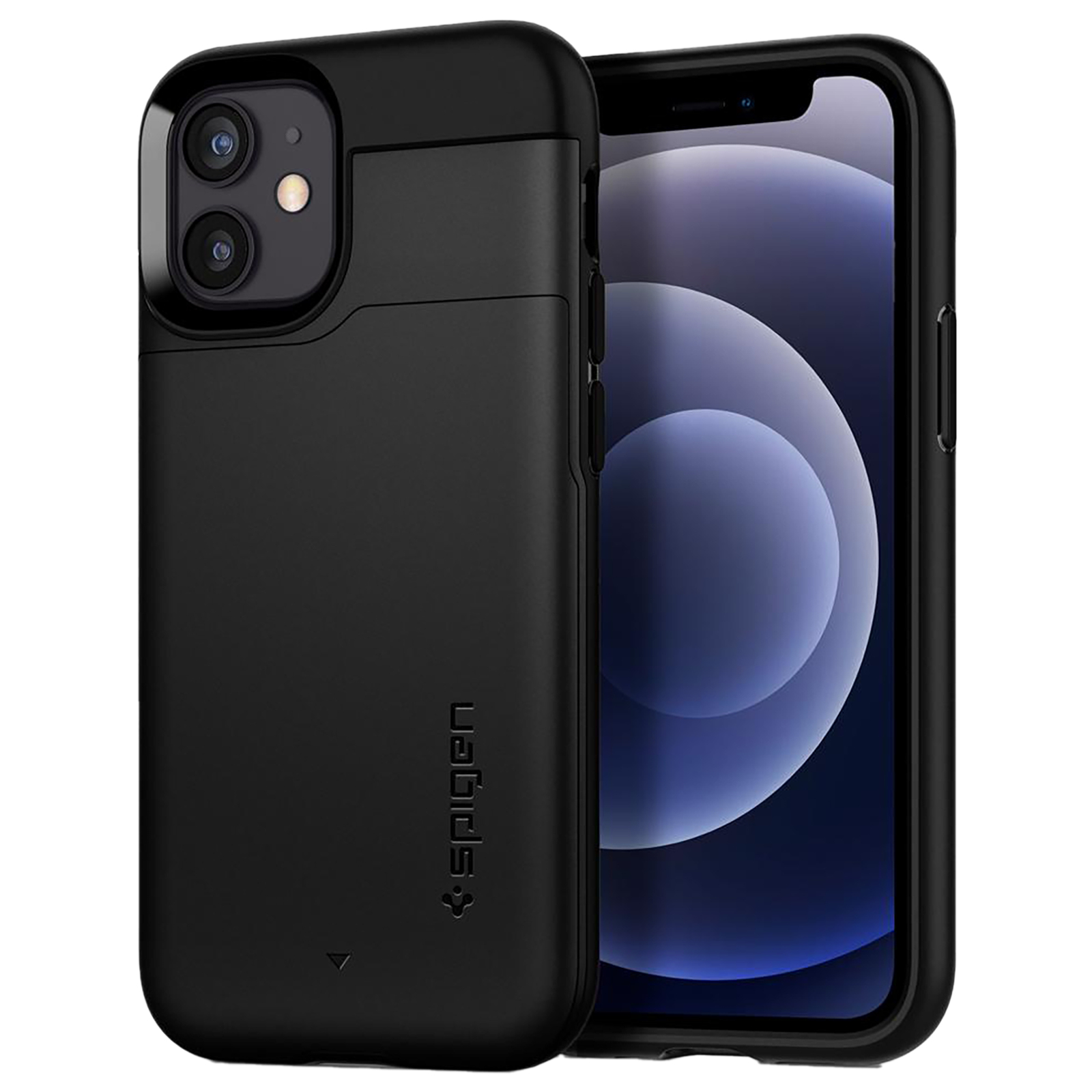 

Spigen Slim Armor CS TPU & PC Back Case For iPhone 12 Mini (Air Cushion Technology, ACS01750, Black), No color