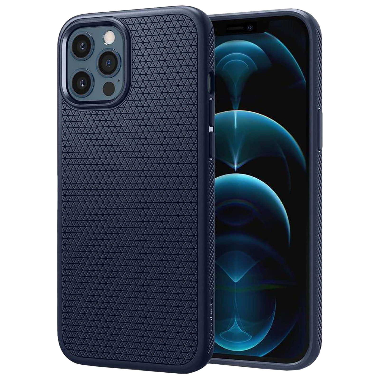 

Spigen Liquid Air TPU & PC Back Case For iPhone 12 Pro Max (Slim & Grip-Friendly, ACS02247, Navy Blue), No color