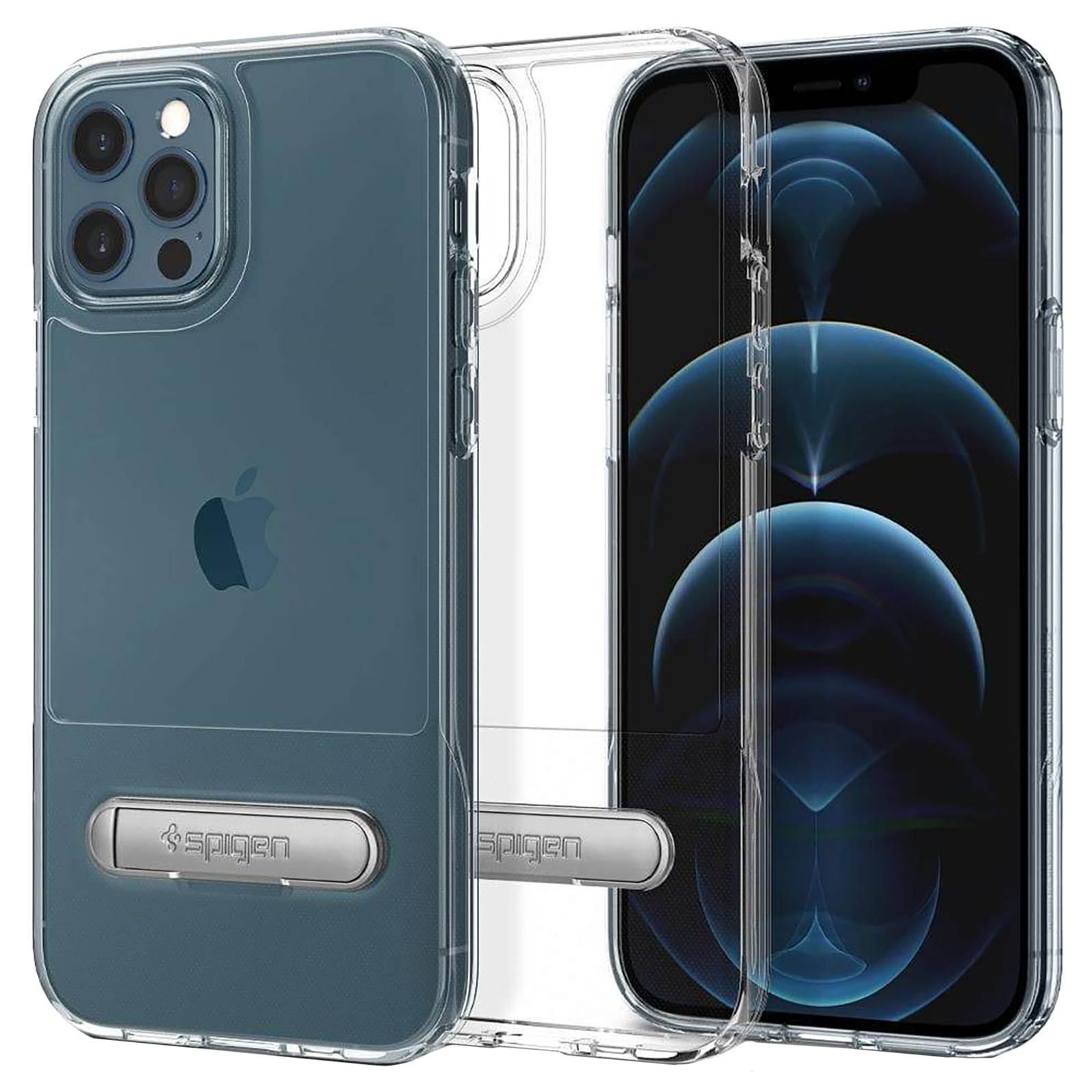 

Spigen Slim Armor Essential S TPU & PC Back Case For iPhone 12/iPhone 12 Pro (Air Cushion Technology, ACS01531, Crystal Clear), No color