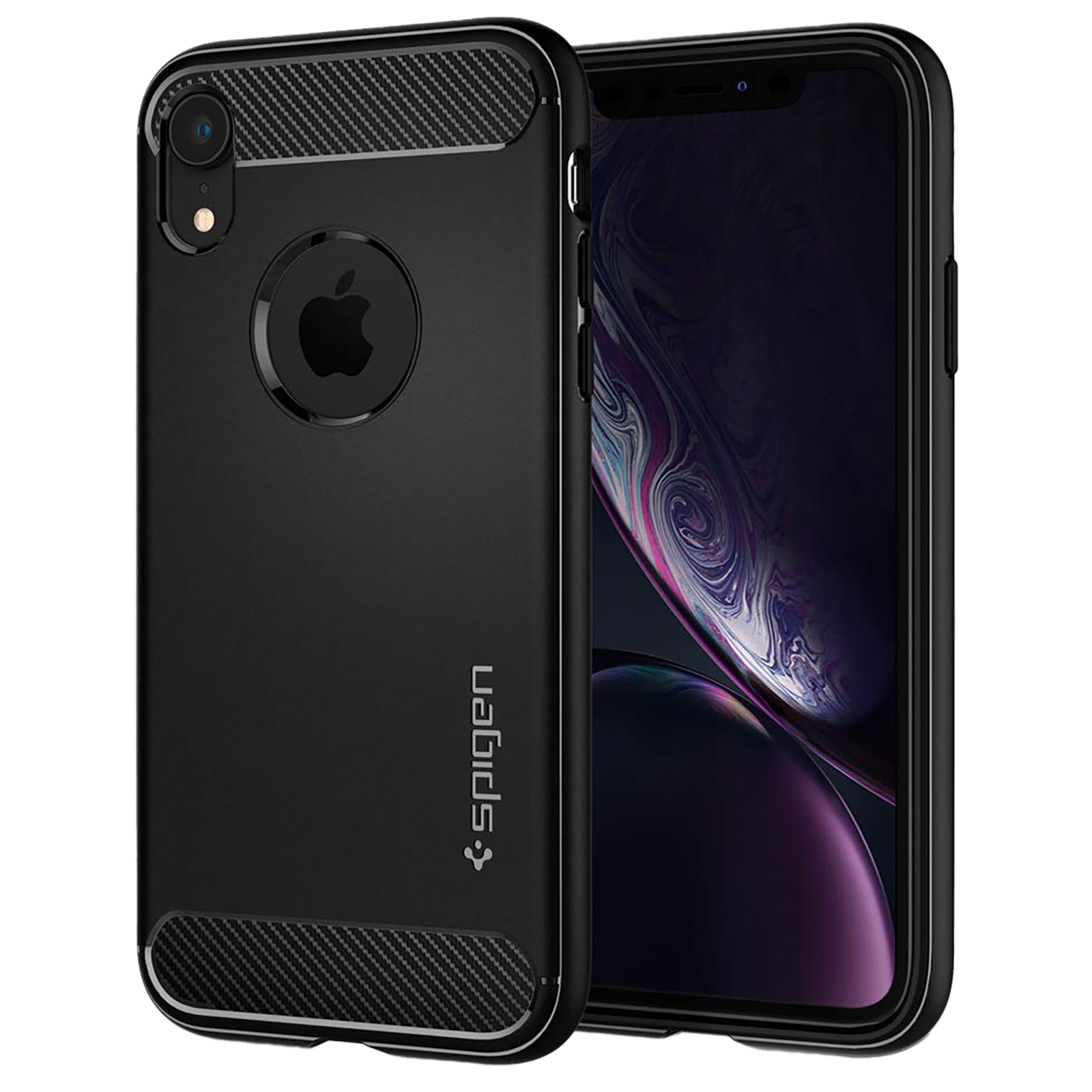 

Spigen Rugged Armor TPU Back Case For iPhone XR (Air Cushion Technology, 064CS24871, Matte Black), No color