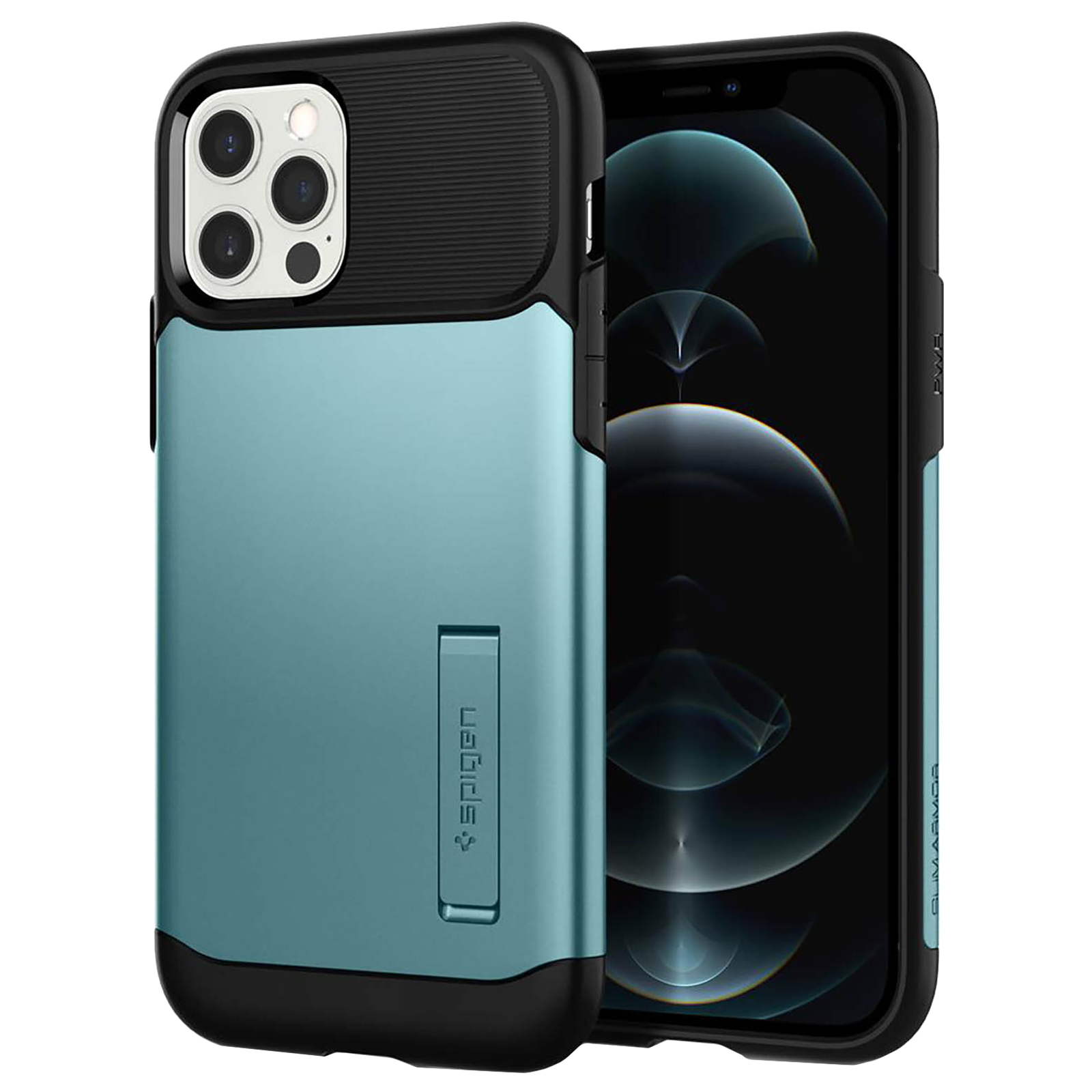 

spigen Slim Armor TPU & PC Back Case For iPhone 12/iPhone 12 Pro (Air Cushion Technology, ACS01525, Mint)