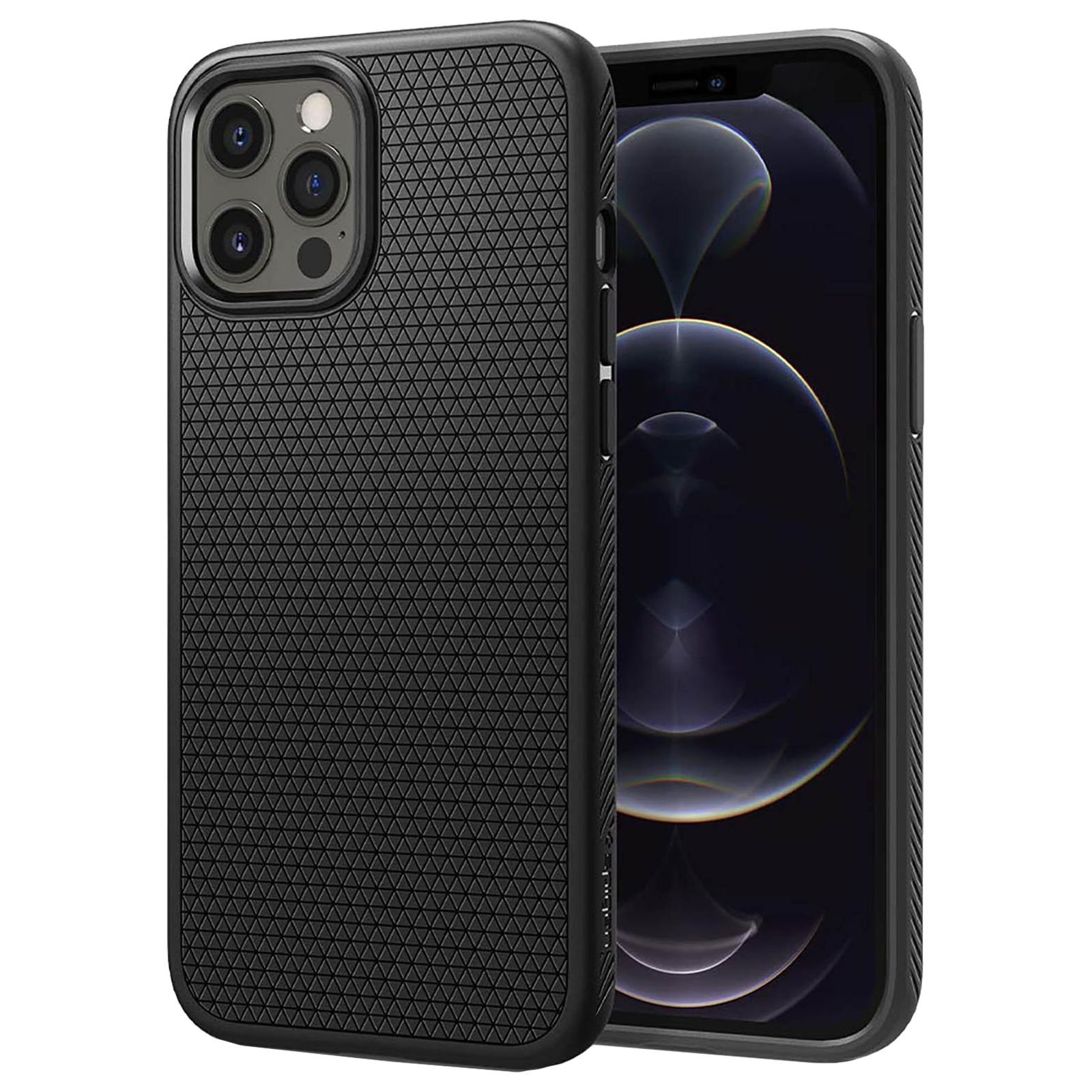 

Spigen Liquid Air TPU Back Case For iPhone 12/iPhone 12 Pro (Air Cushion Technology, ACS01701, Matte Black), No color