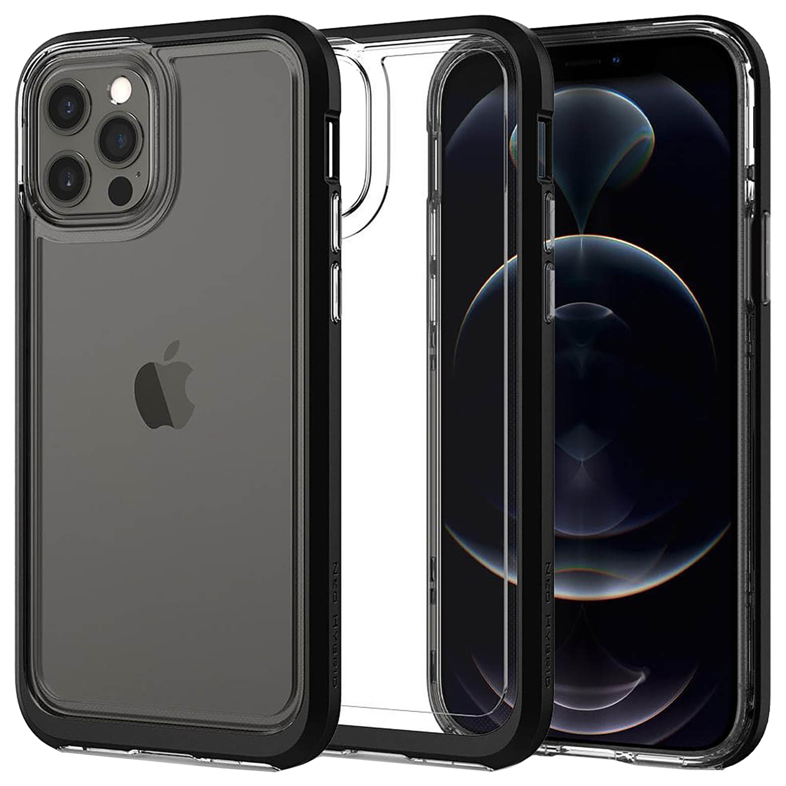 

Spigen Neo Hybrid Crystal TPU & PC Back Case For iPhone 12/iPhone 12 Pro (Hybrid Structure, ACS01706, Black), No color