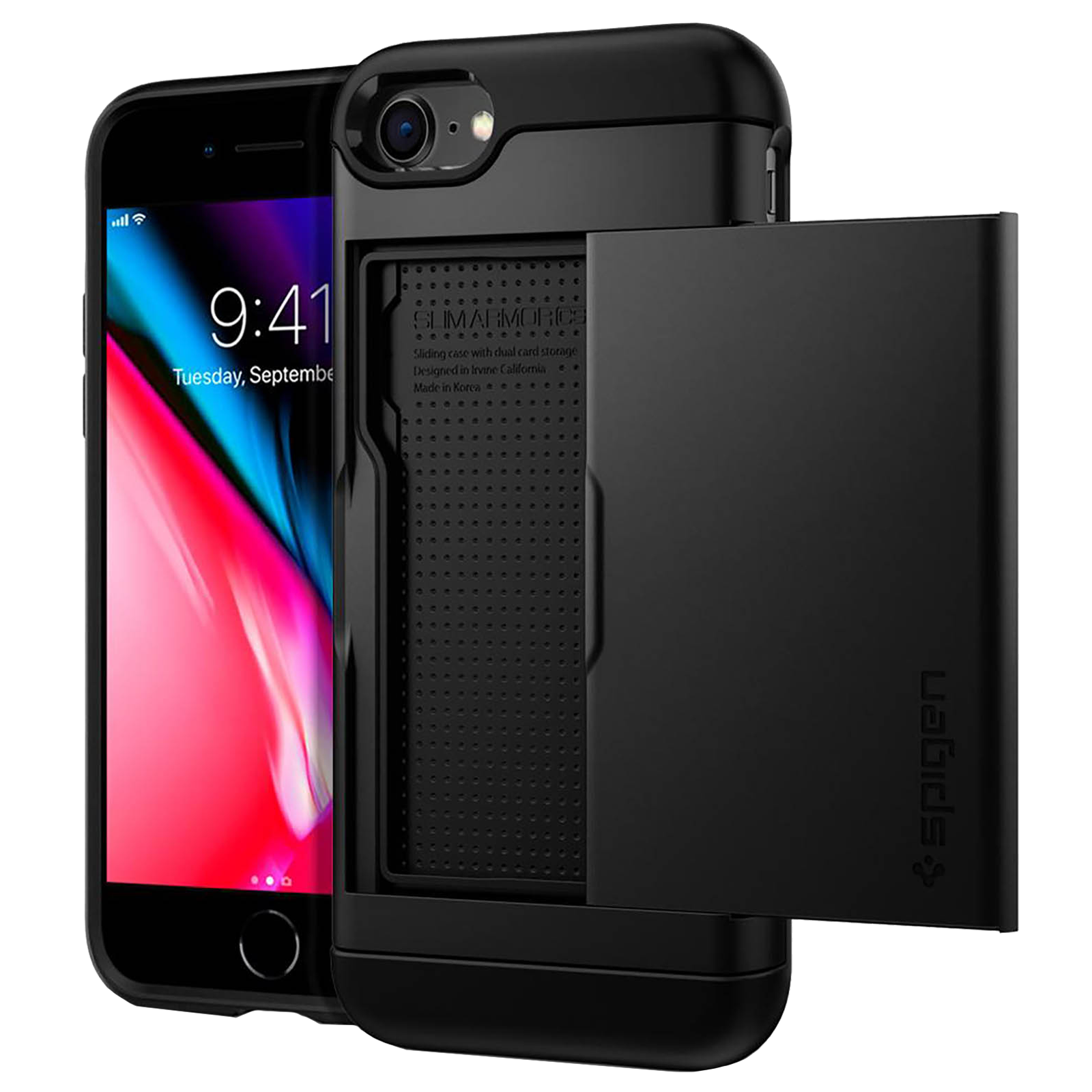 

Spigen Slim Armor CS TPU & PC Back Case For iPhone 7/iPhone 8 (Precise Cutouts, 042CS20455, Black), No color
