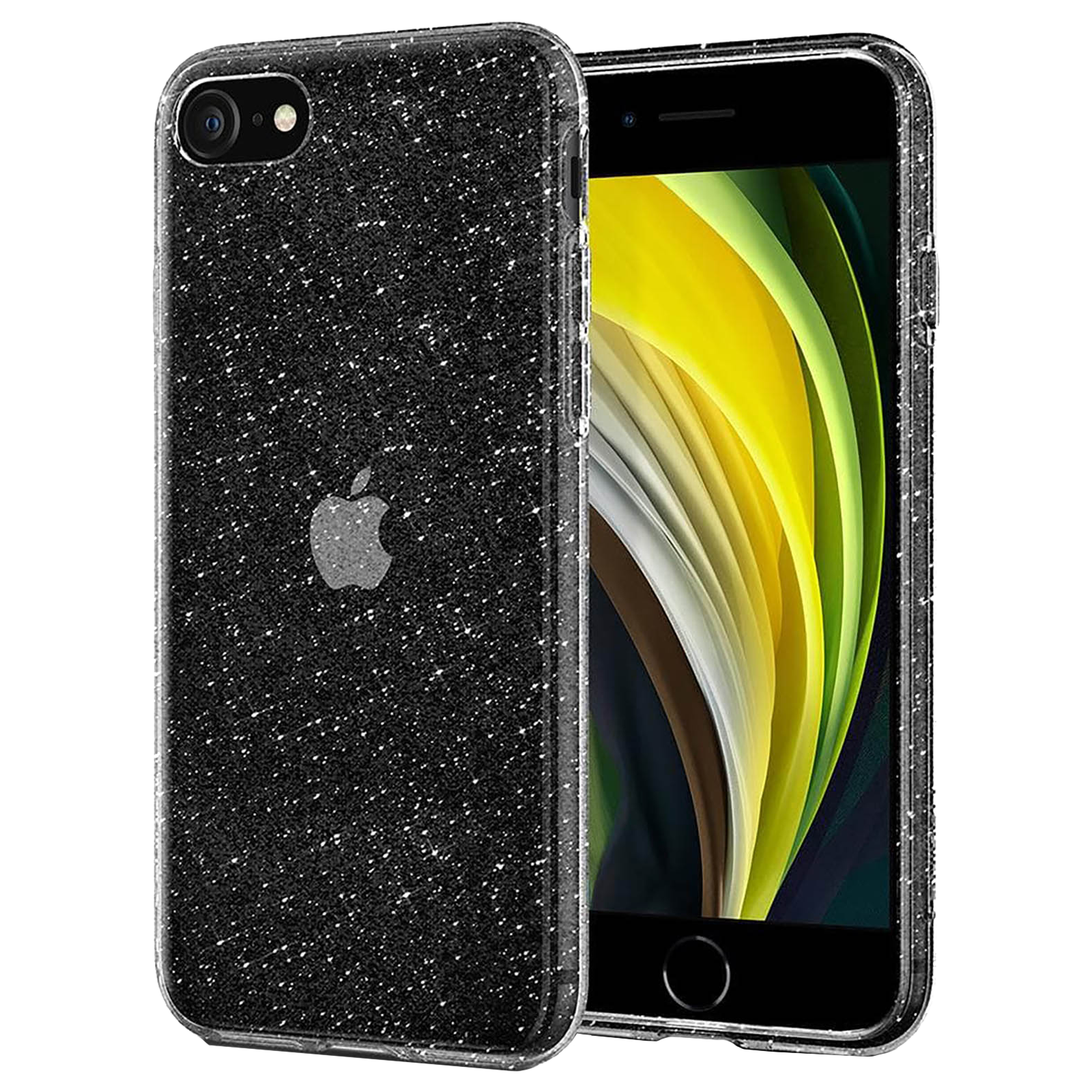 Spigen Liquid Crystal Glitter TPU & PC Back Case For iPhone SE (2020)/iPhone 8/iPhone 7 (Raised Edges For Added Protection, 042CS21760, Crystal Quartz)_1
