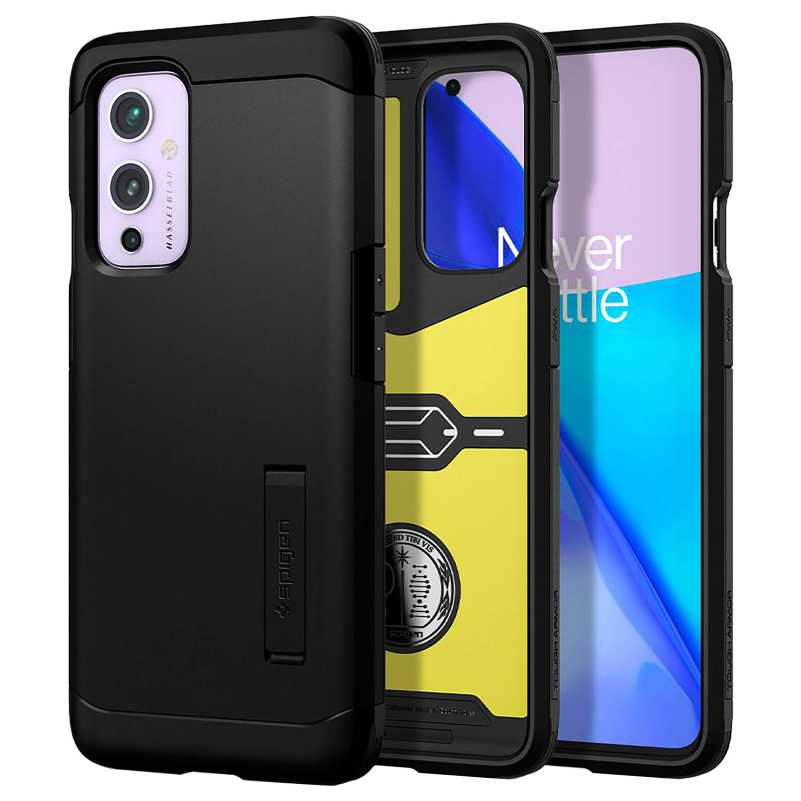 

Spigen Tough Armor TPU and PC Back Case For OnePlus 9 (Air Cushion Technology, ACS02686, Black), No color