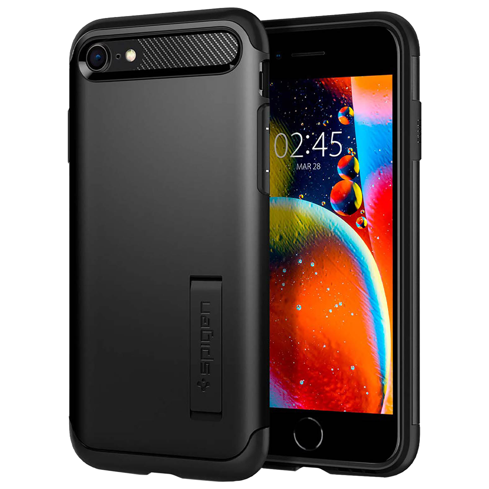 

Spigen Slim Armor TPU & PC Back Case For iPhone SE 2020 (Air Cushion Technology, ACS00886, Black), No color