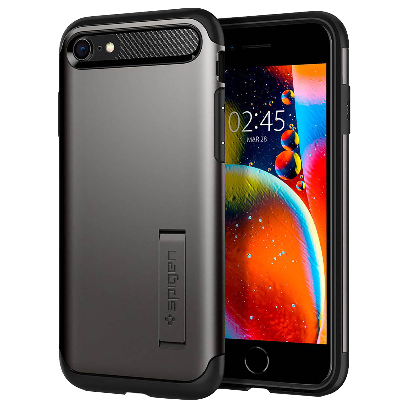 Spigen Slim Armor TPU & PC Back Case For iPhone SE 2020 (Air Cushion Technology, ACS00887, Gunmetal)_1