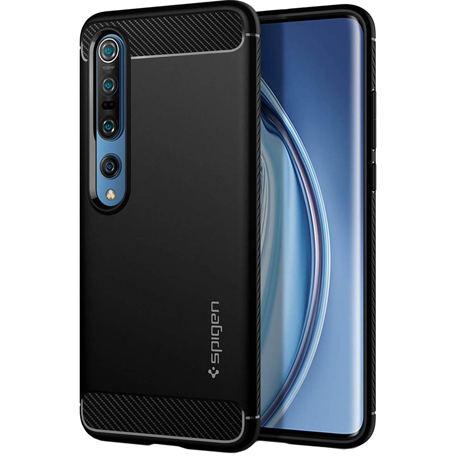 

spigen Rugged Armor TPU Back Case For Mi 10/Mi 10 Pro (Air Cushion Technology, ACS00862, Matte Black)