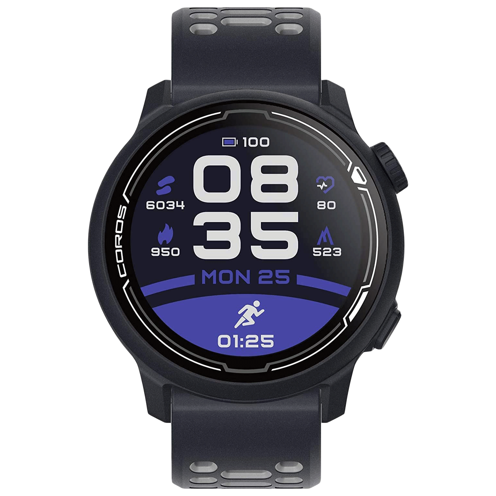 Coros Pace 2 Smart Watch (GPS+GLONASS, 30.48mm) (Water Resistant, Black/Dark Navy, Silicone Band)_1