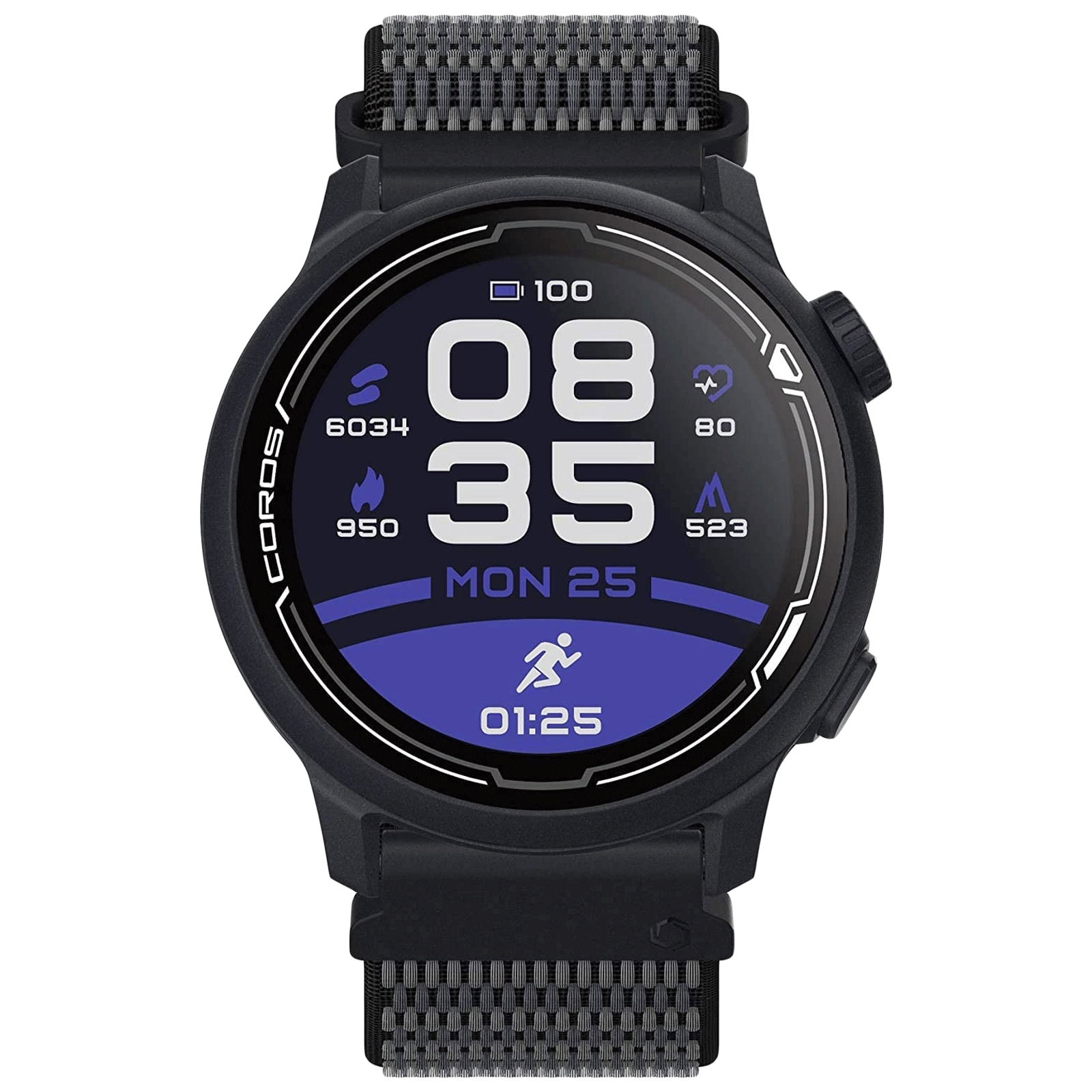 

Coros Pace 2 Smart Watch (GPS+GLONASS, 30.48mm) (Water Resistant, Black/Dark Navy, Nylon Band), No color