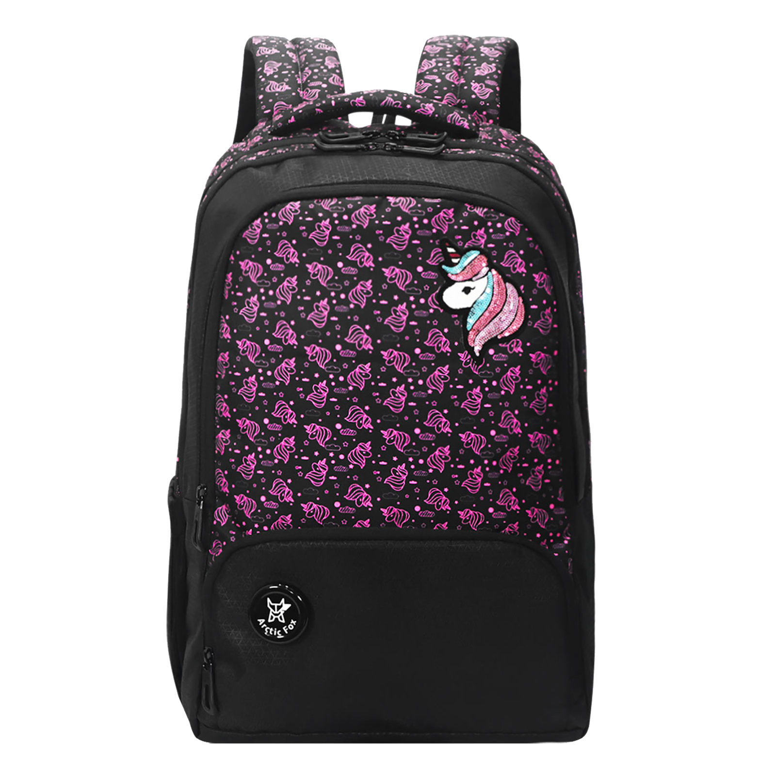 Arctic Fox Unicorn 35 Litres PU Coated Polyester Backpack (3 Spacious Compartments, FTEBPKPBMWZ078035, Pink Bloom)_1