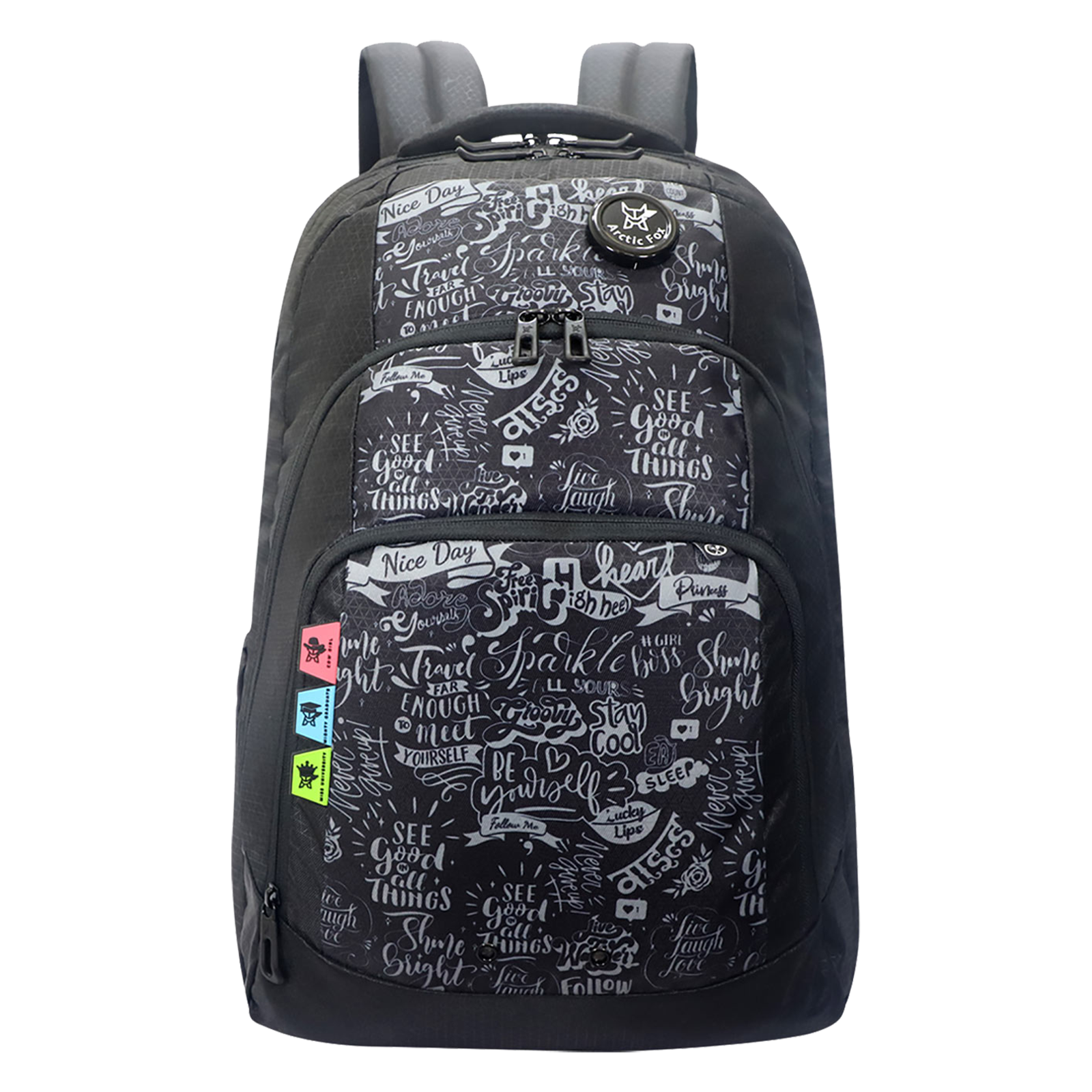 

Arctic Fox Doodle 44 Litres PU Coated Polyester Backpack (3 Spacious Compartments, FTEBPKBLKWZ082044, Black)