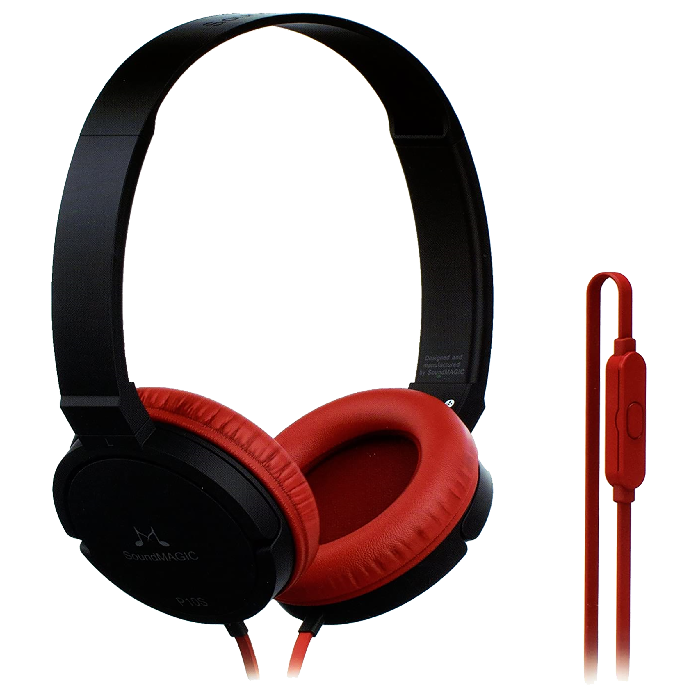 

SoundMAGIC P10S Over-Ear Noise Isolation Wired Headphone with Mic (Tangle Resistant Cord, Red), No color