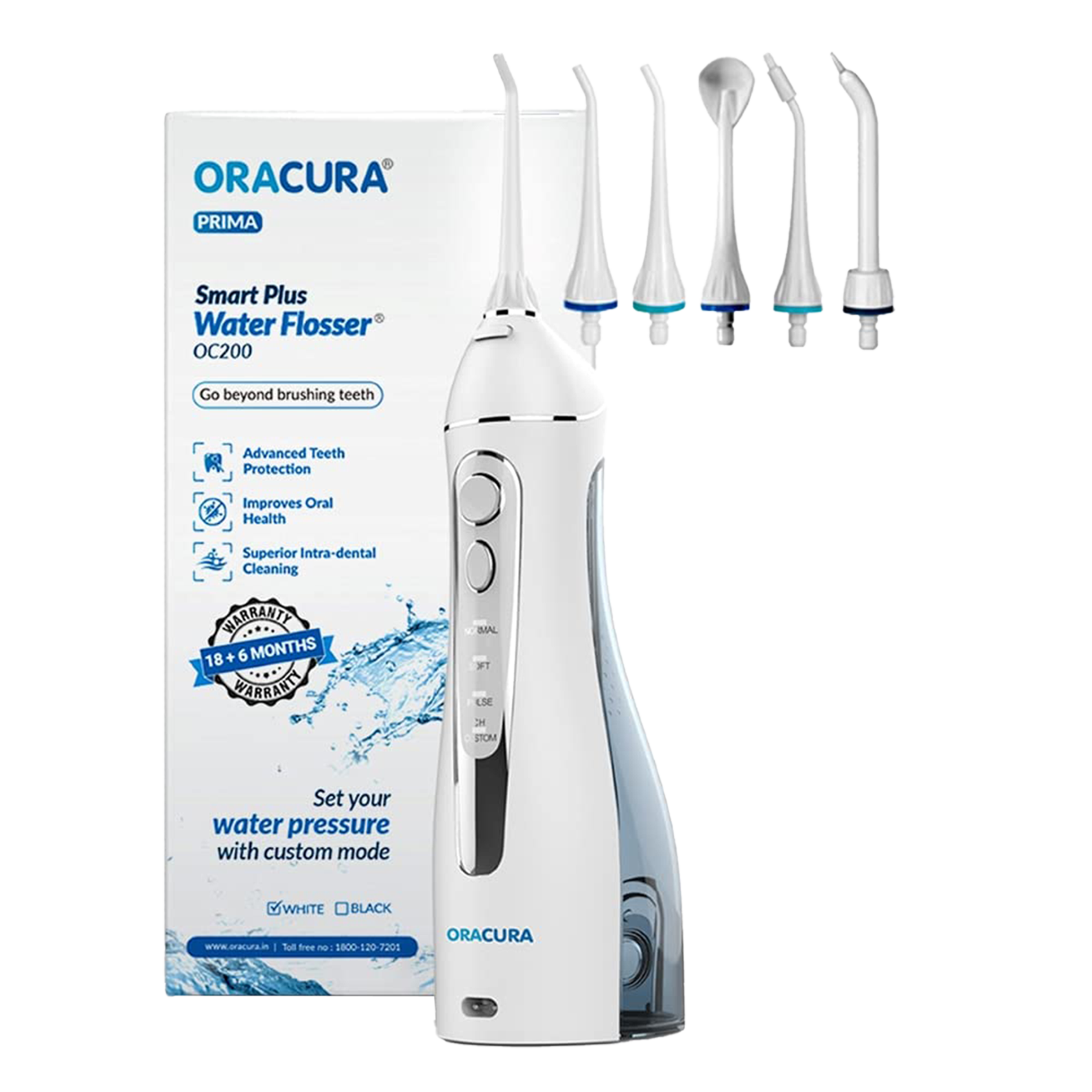 Oracura Smart Plus Dental Floss for Unisex (4 Custom Modes, OC200W, White)_1