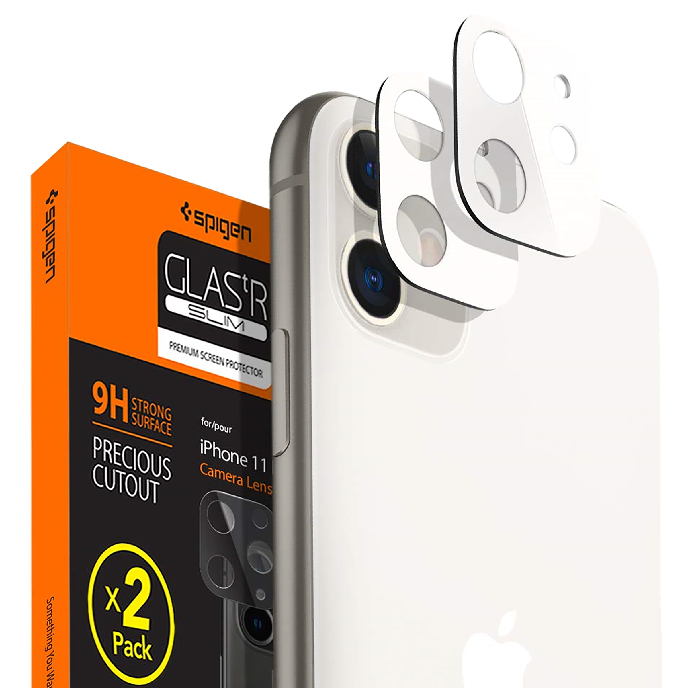 

Spigen Glas.tR Slim Camera Lens Protector For iPhone 11 (Anti-Scratch, AGL00507, White), No color