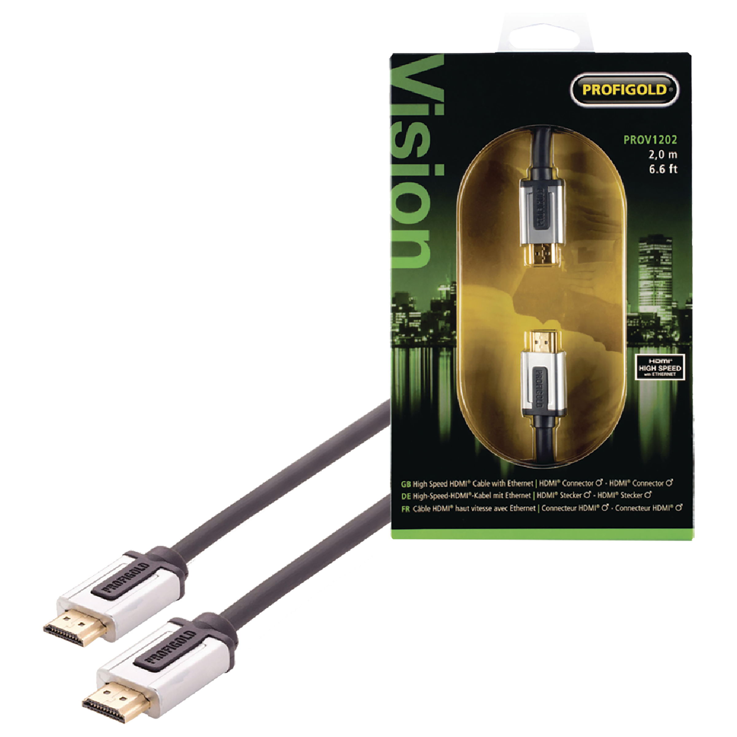 

Profigold 2 Meter HDMI to HDMI Audio & Video Cable (SPC Copper High Speed, PROV1202, Blue), No color