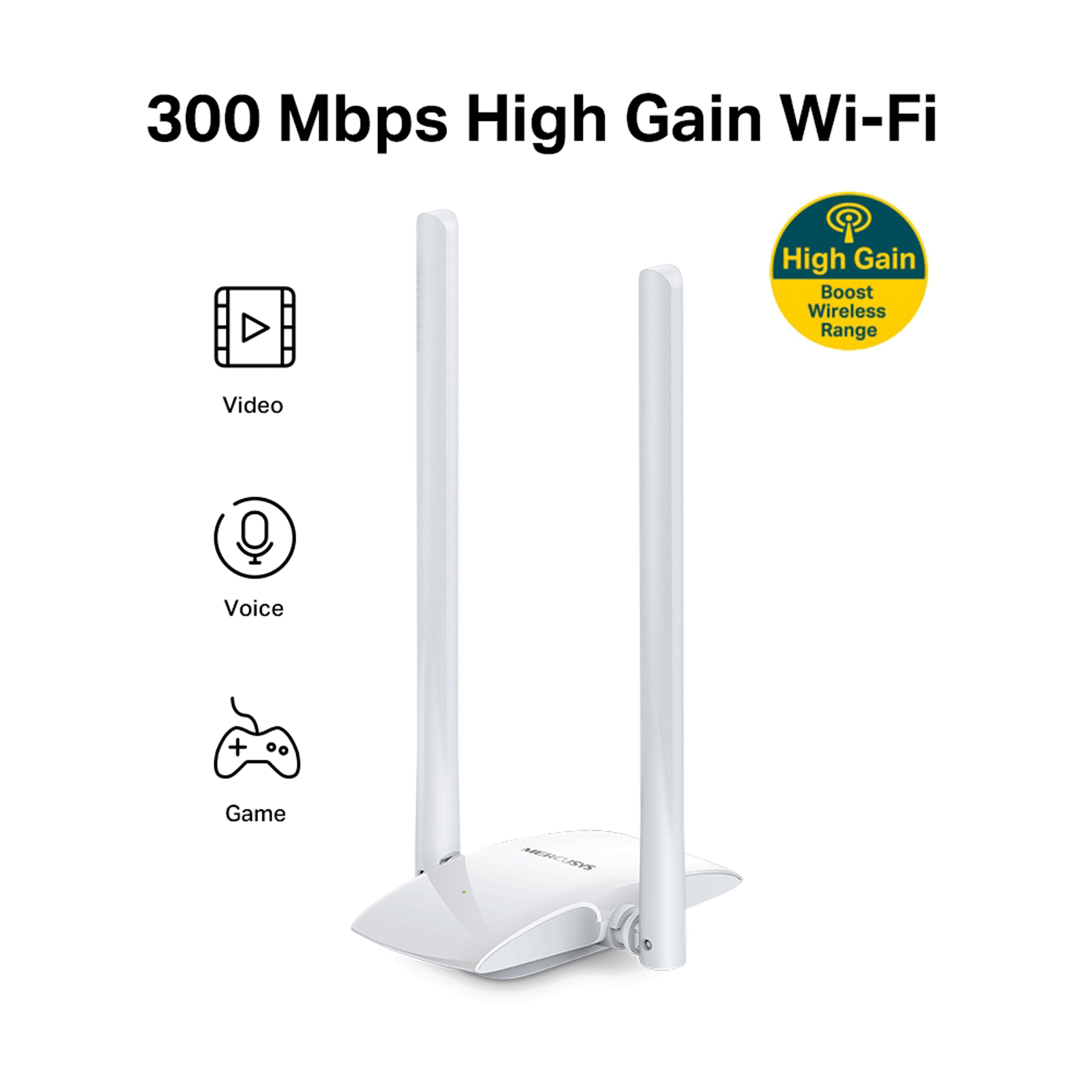 Mercusys MW300UH-M 300 Mbps Network Adapter (2 Antennas, White)_4