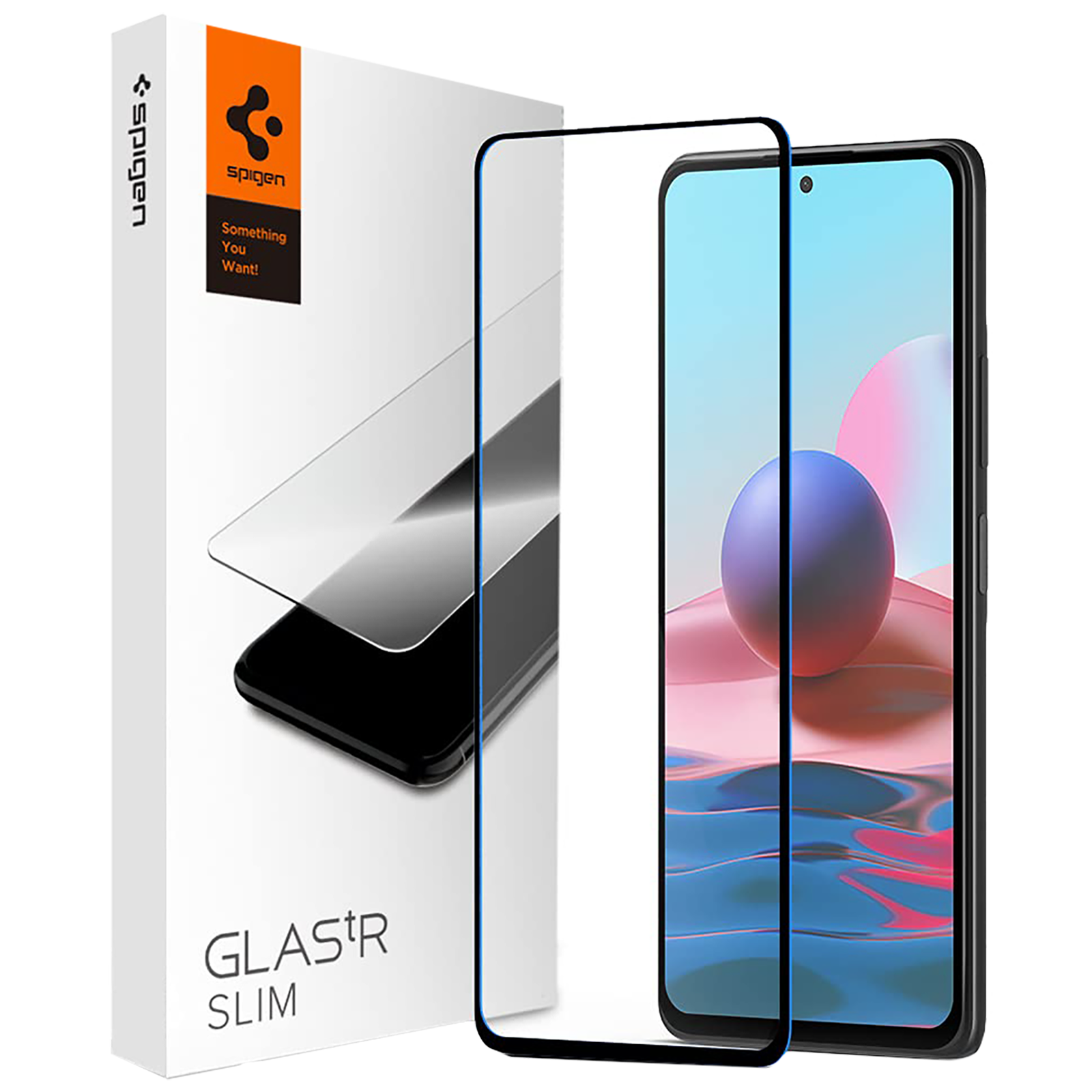 

Spigen Glastr Slim Screen Protector for Redmi Note 10 and Redmi Note 10S (9H Hardness, AGL02934, Black), No color