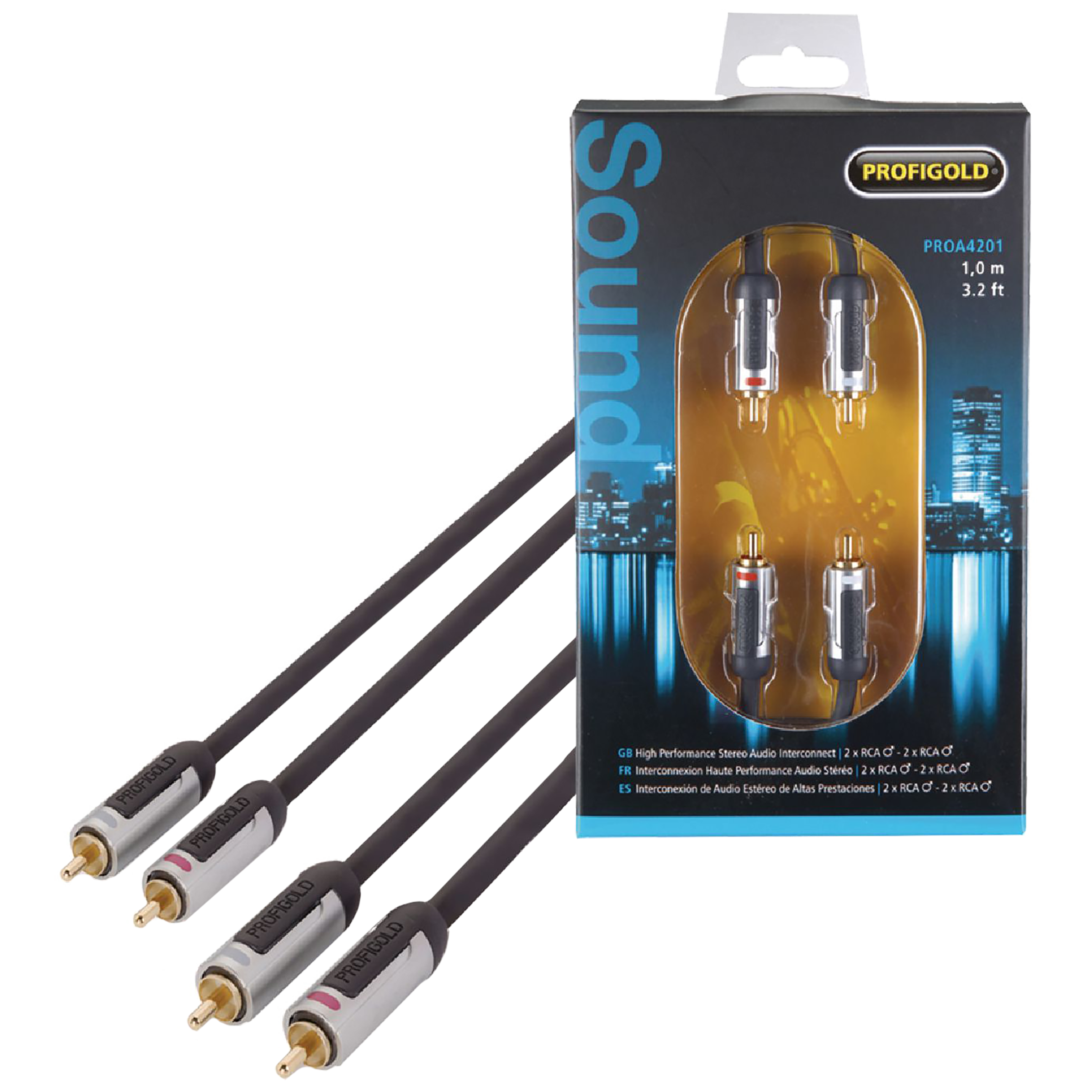 Profigold PROA4201 PVC 1 Meter RCA to RCA Audio Cable (Multiple Cable Shielding, Anthracite)_1
