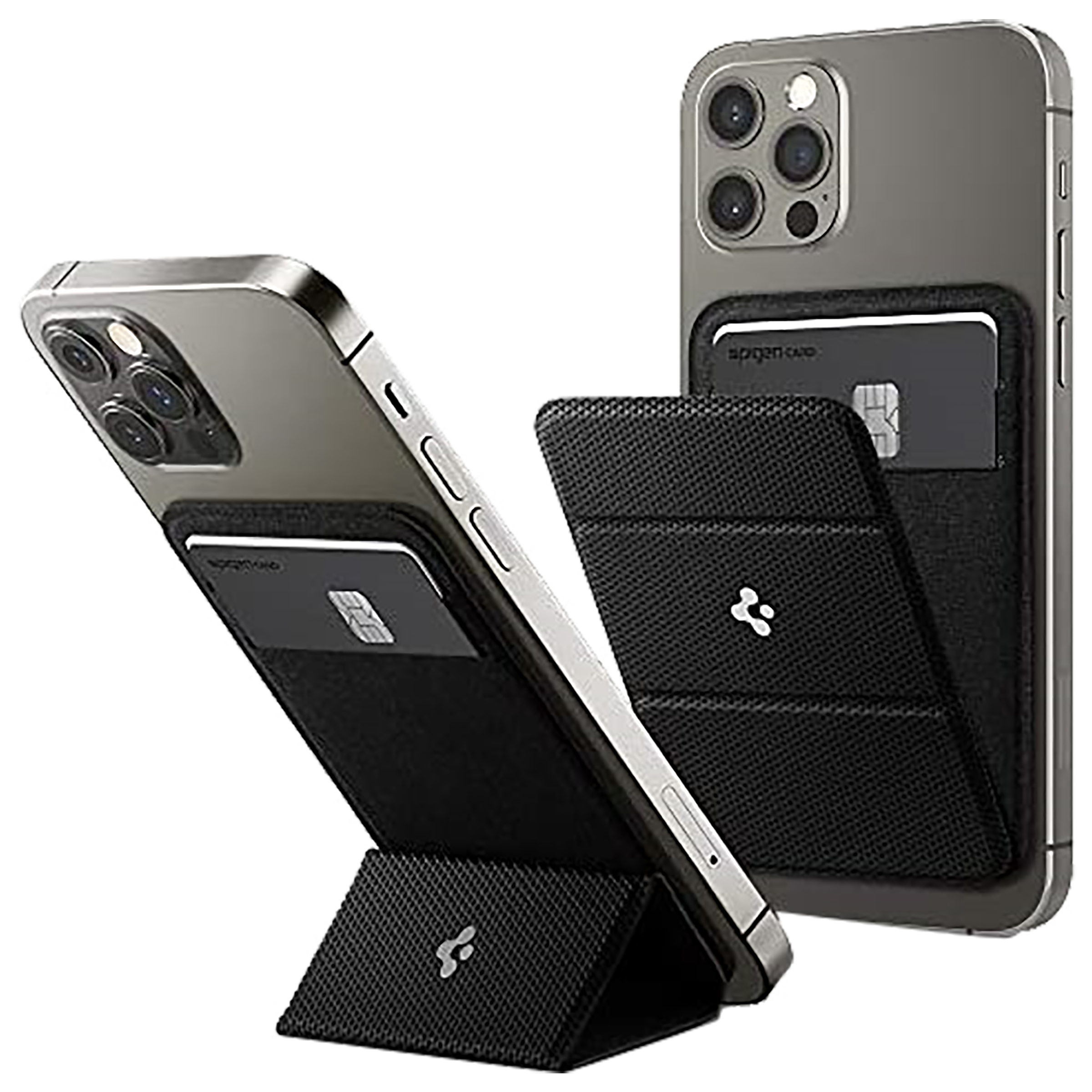 

Spigen Smart Fold Wallet Card Holder For Apple iPhone 12/iPhone 12 Pro/iPhone 12 Mini (Tri-Fold Design, AMP02746, Black), No color