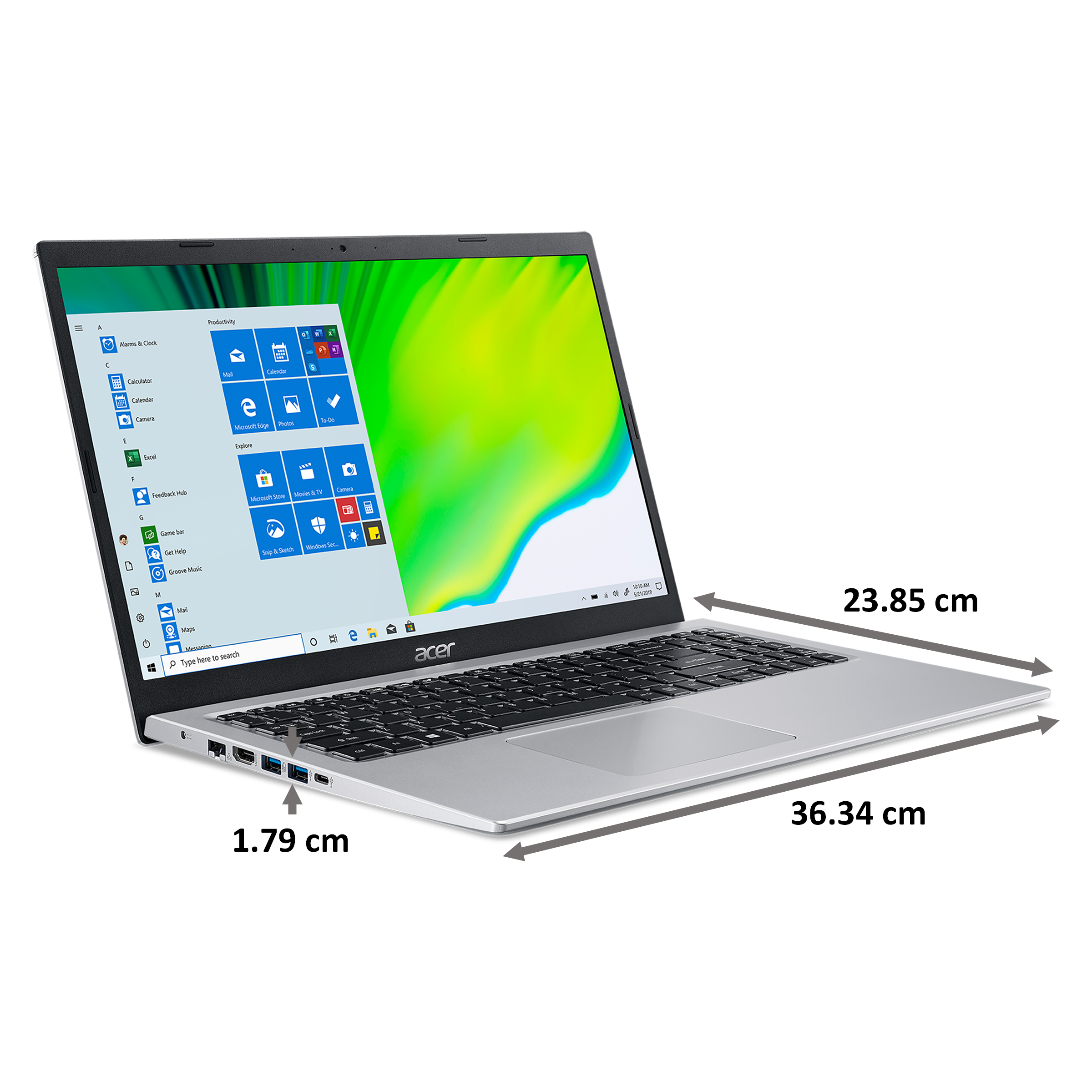 Acer Aspire 5 A515-56 (UN.A1GSI.008) Corei3 11th Gen Windows 10 Home Laptop (4GB RAM, 256GB SSD, Intel UHD Graphics, MS Office, 39.62cm, Silver)_2